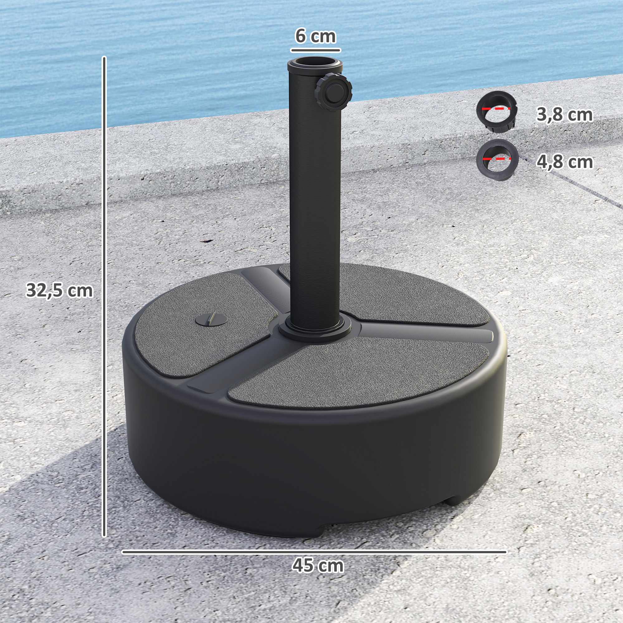 Paraplystativ, HDPE, 20 kg, passar 38-48 mm stänger