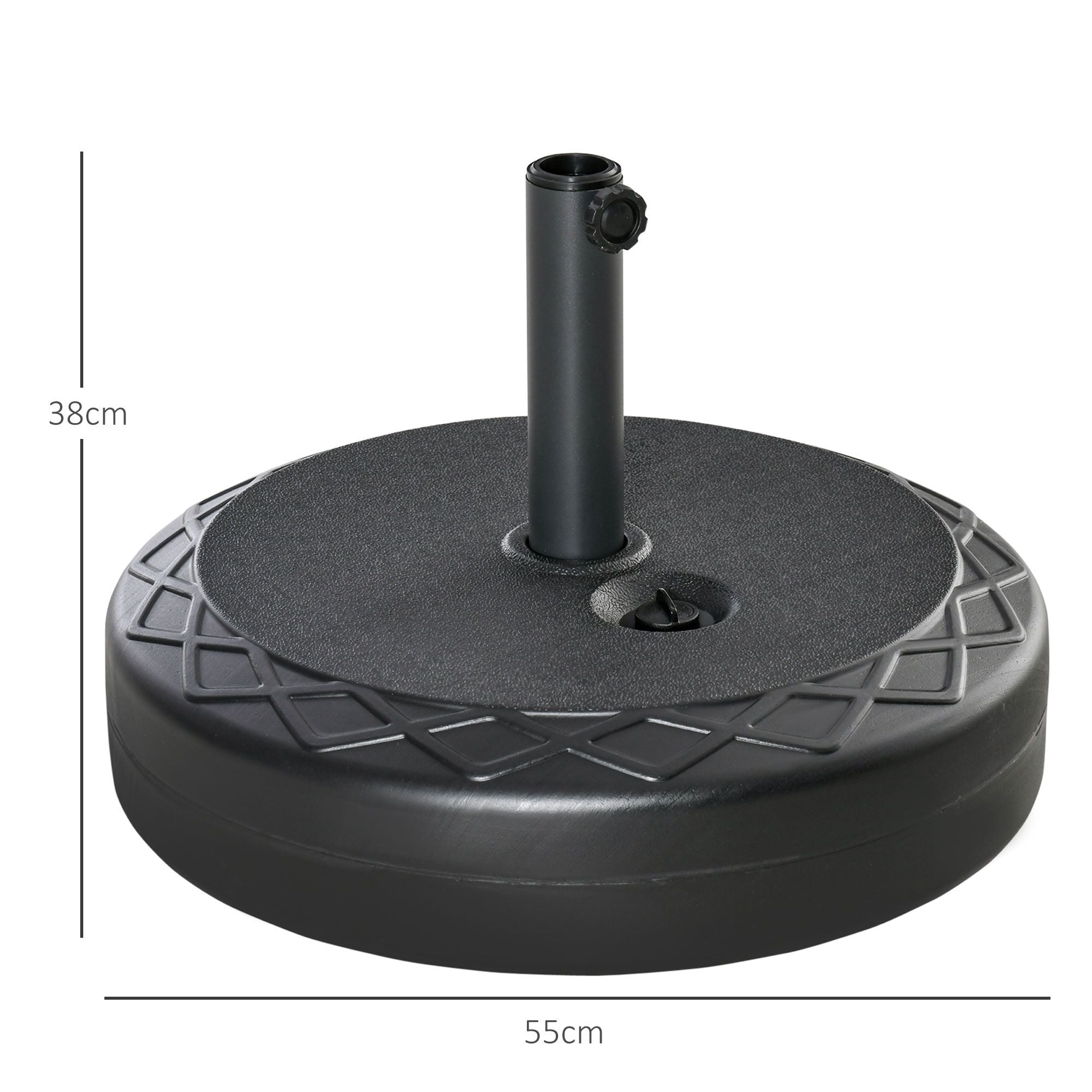 Parasollfot, HDPE, Passar 38/48 mm stänger, Svart