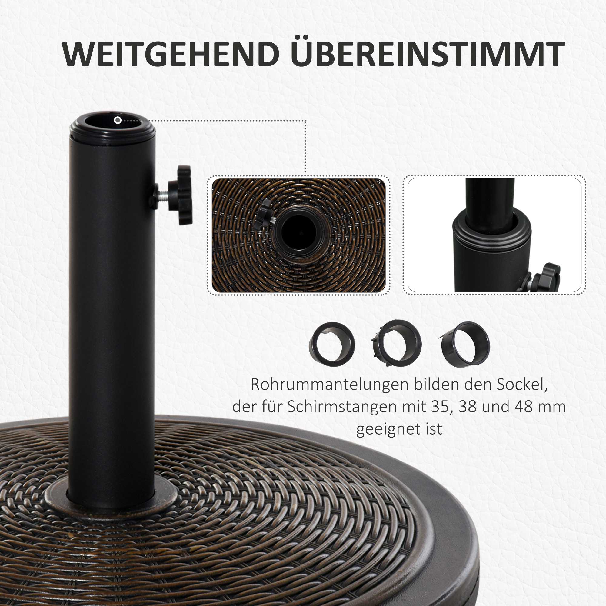 Parasollställ för uteplats, brons, passar 35-48 mm stänger