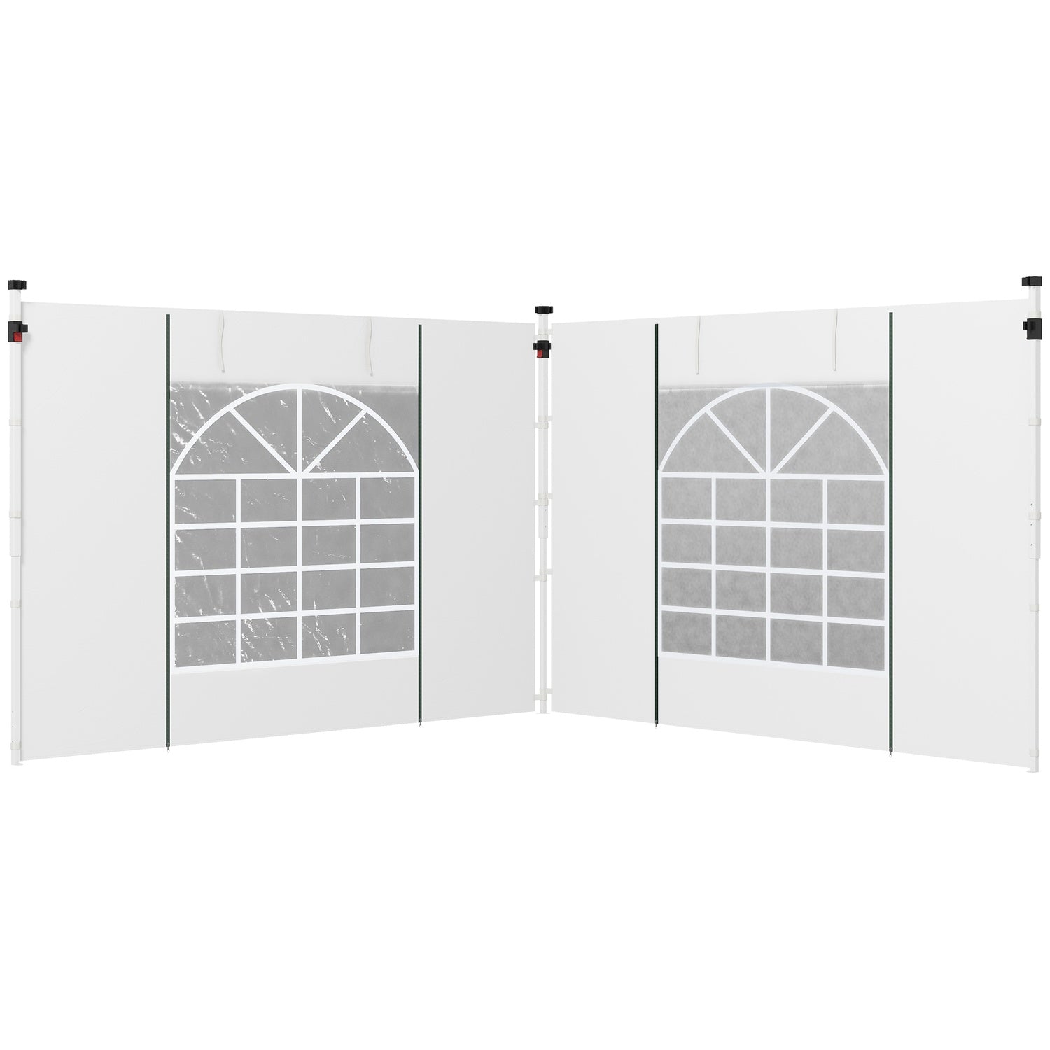Partytälts sidopaneler med fönster & dörr, 3x3/3x6 m, Vit