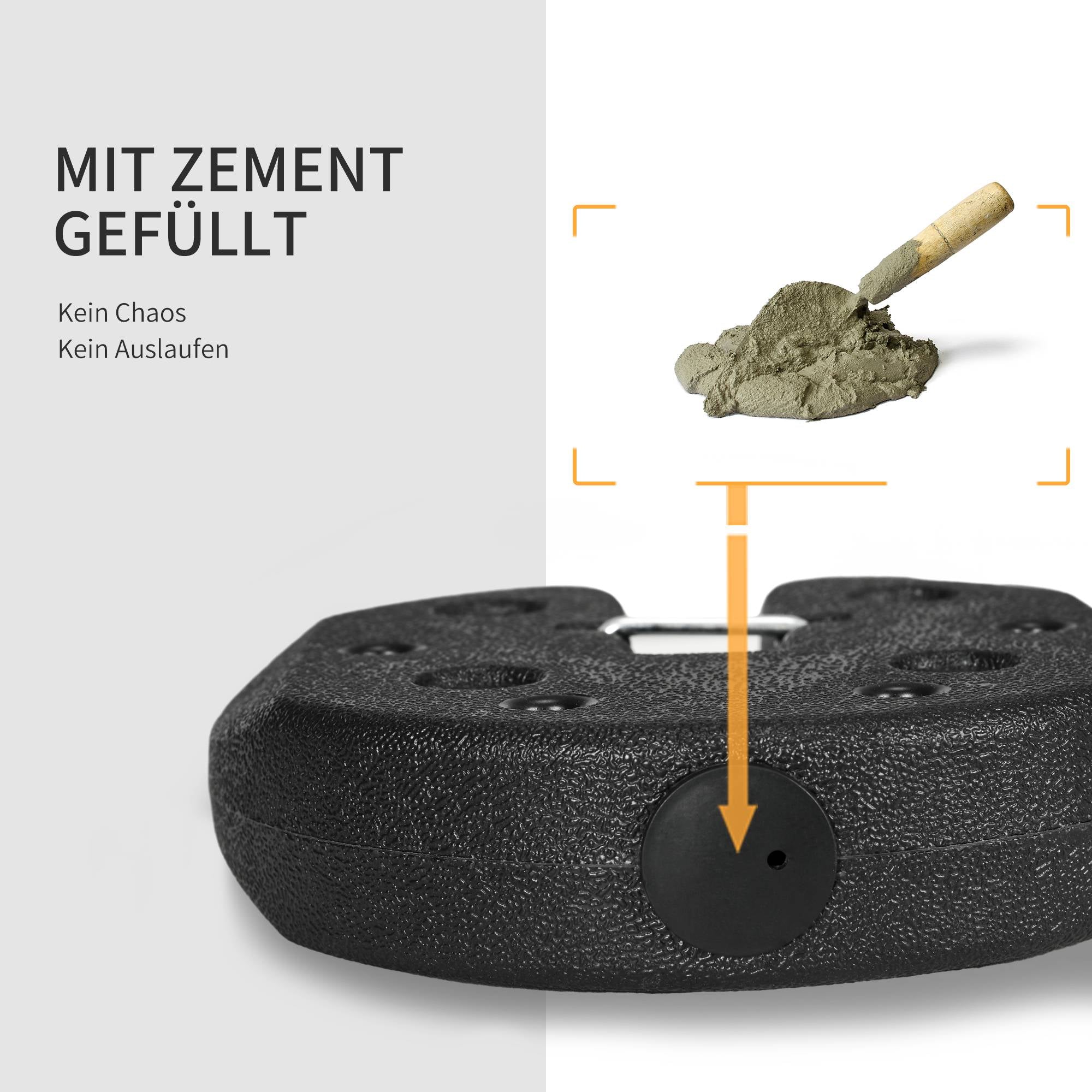 Paviljongviktset, 4x 3 kg cementfyllda ankare