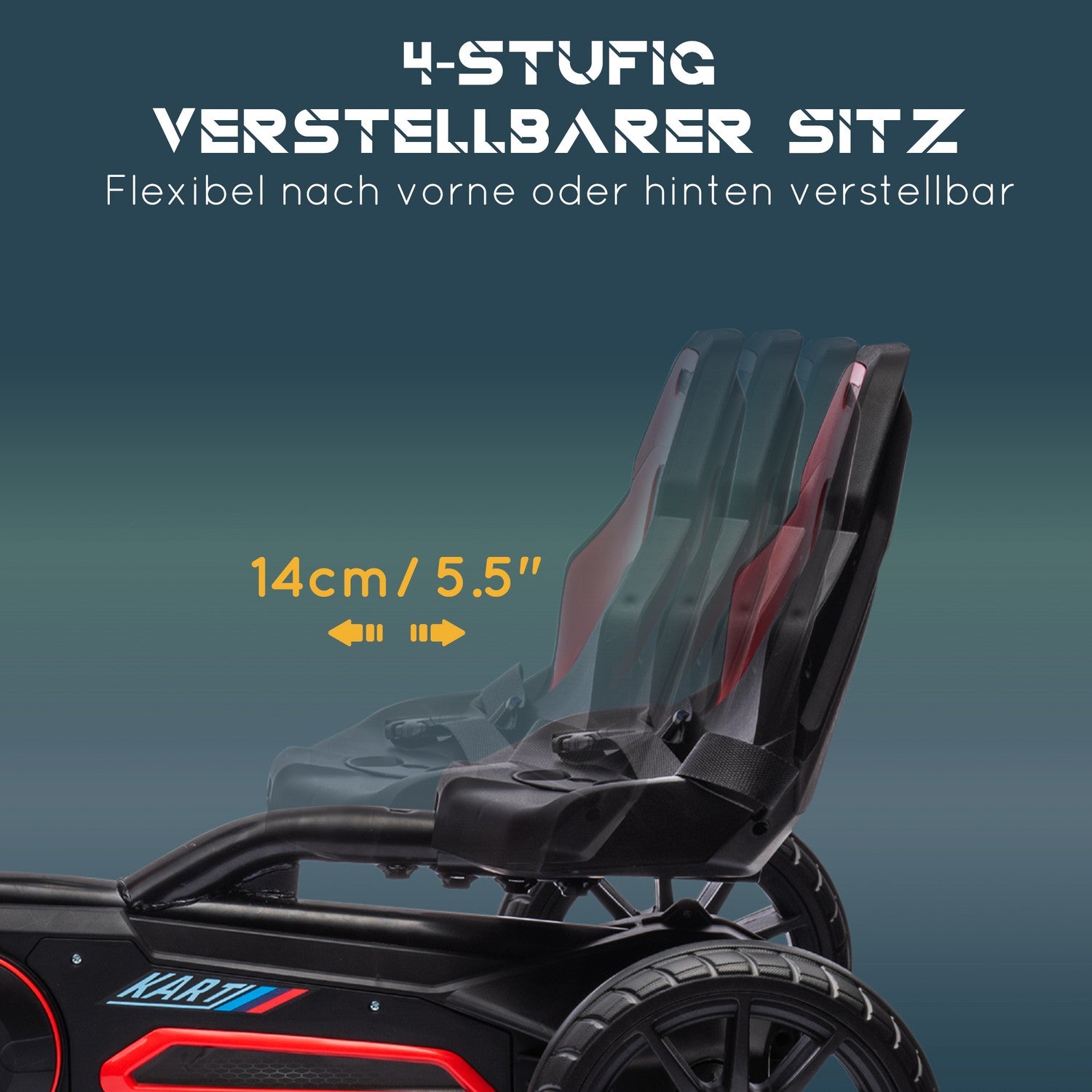 Pedal Go-Kart för barn med justerbar sits och handbroms