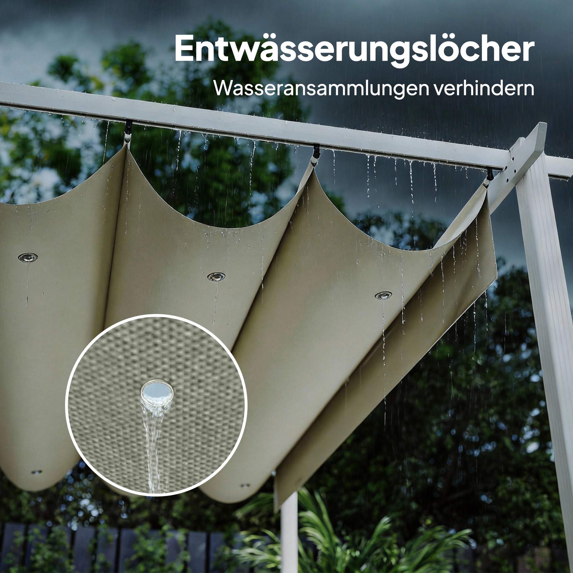Pergola 3x4 m med utdragbar UV30+ tak, beige