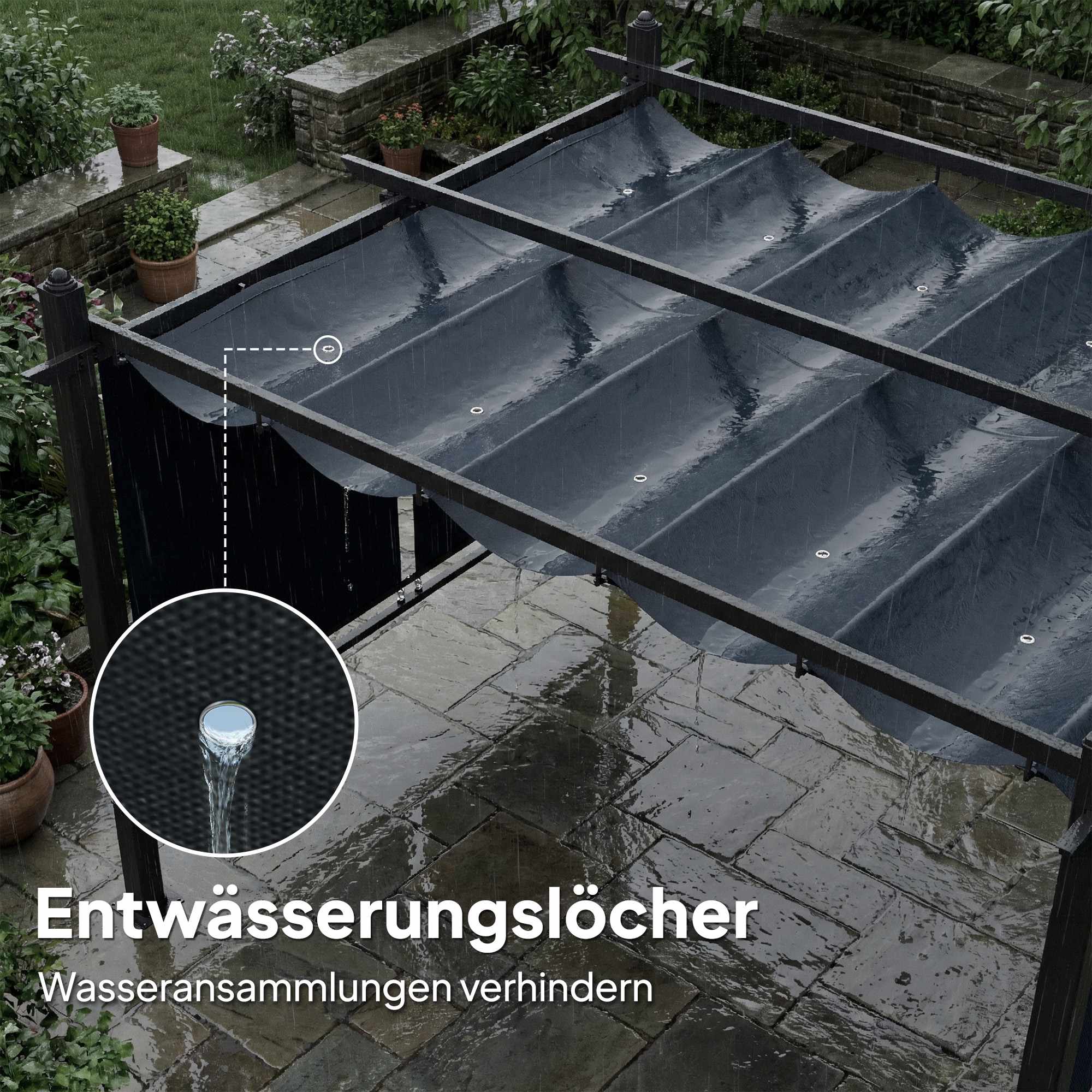 Pergola 3x4m med utdragbart tak och UV50+ aluminiumram