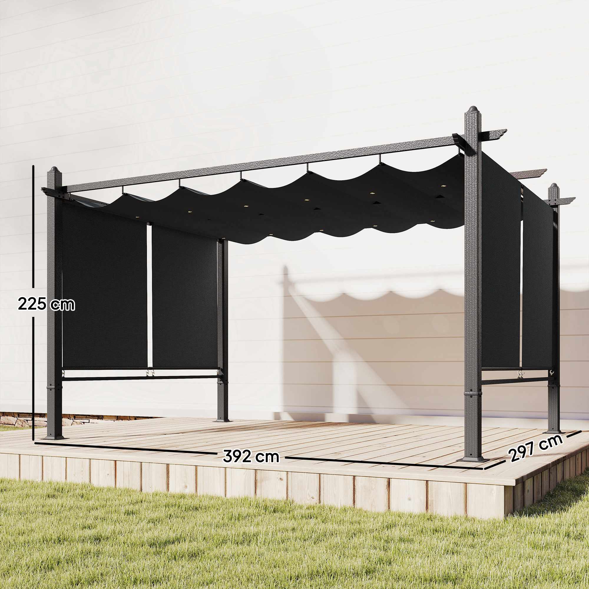 Pergola 3x4m med utdragbart tak och UV50+ aluminiumram