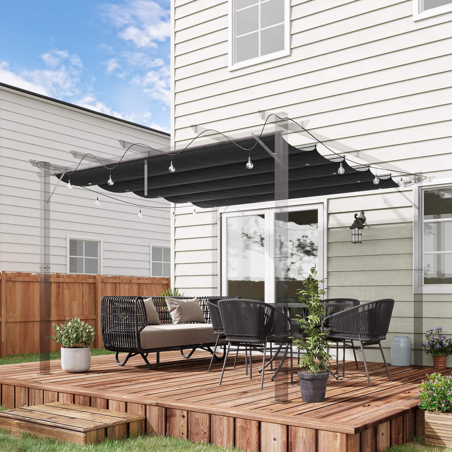 Pergola Takbyte 2,5x2,55m, mörkgrå, vattentät