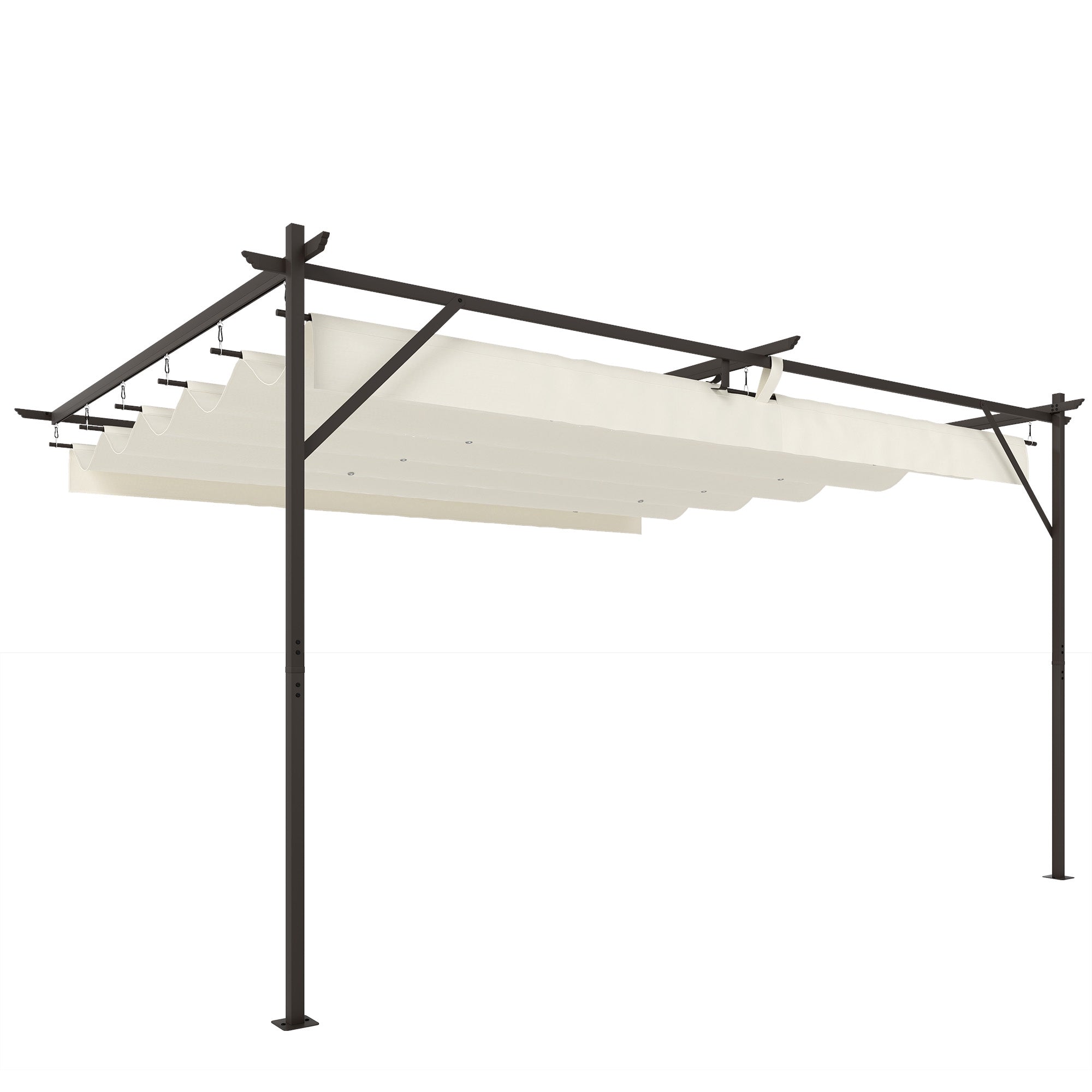 Pergola med justerbart tak, 4x3m, väggmonterad, UV30+ skydd