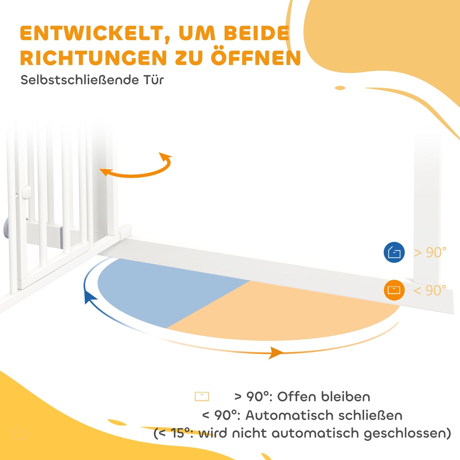 Pet Safety Gate, No-Drill, Auto-Close, 74-101 cm Justerbar