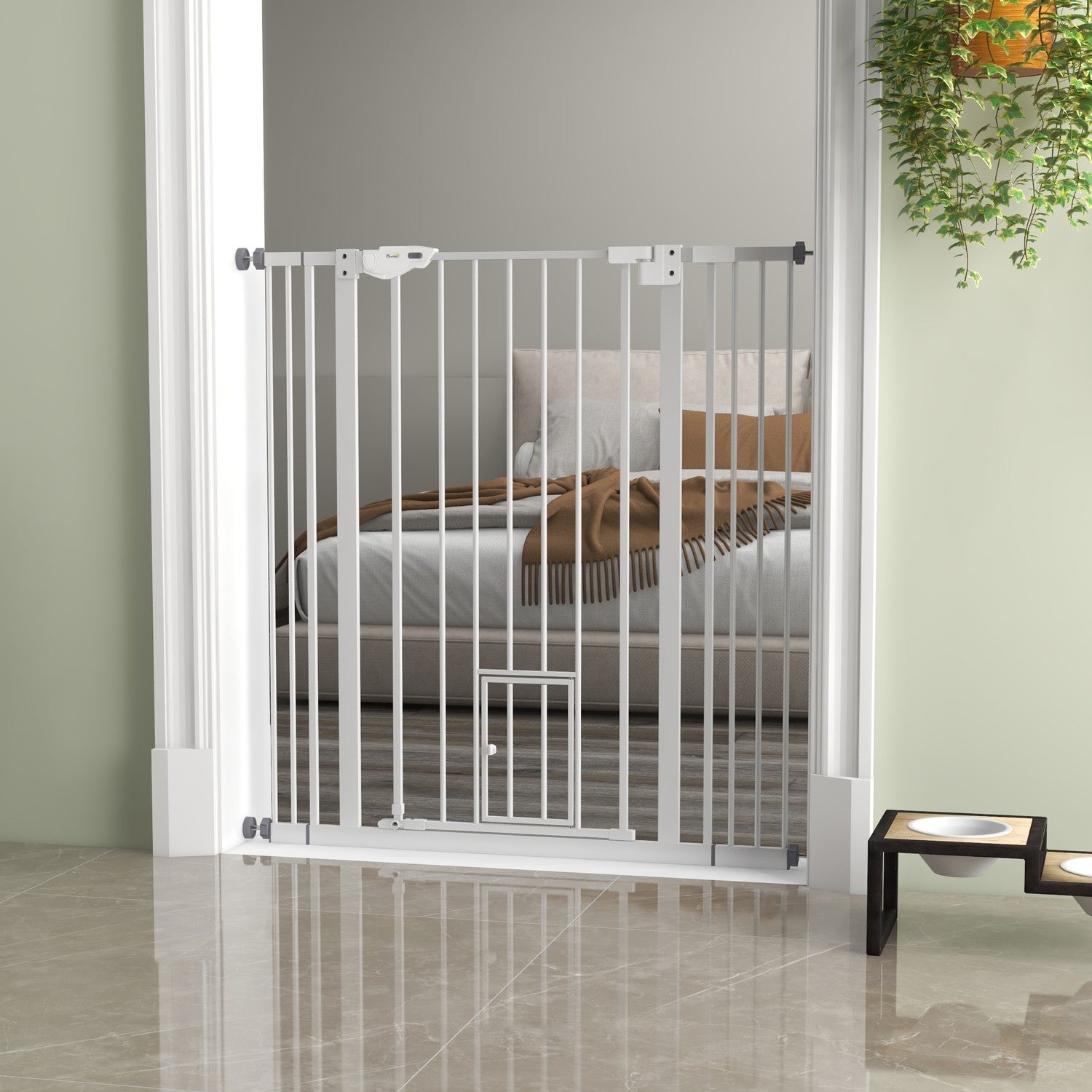 Pet Safety Gate, No-Drill, Auto-Close, 74-101 cm Justerbar