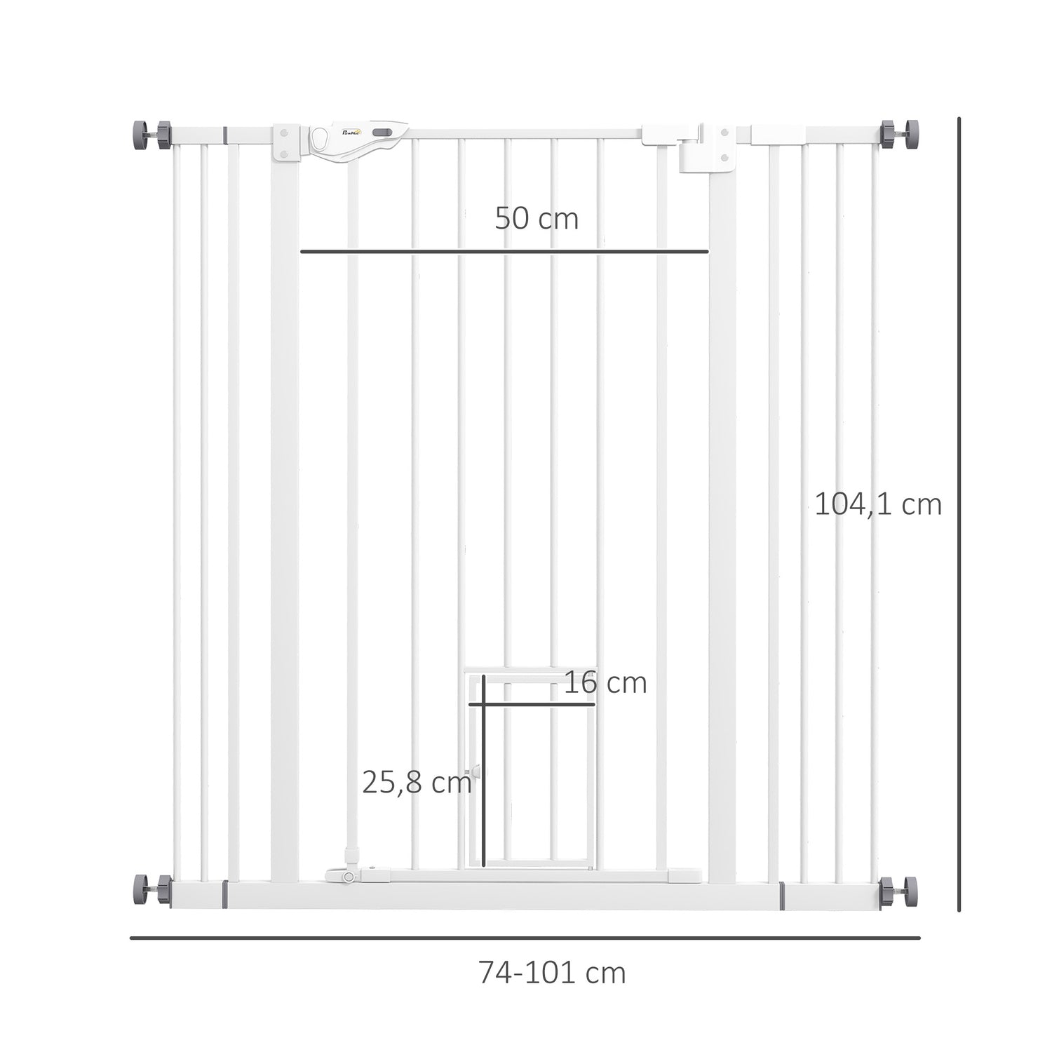 Pet Safety Gate, No-Drill, Auto-Close, 74-101 cm Justerbar