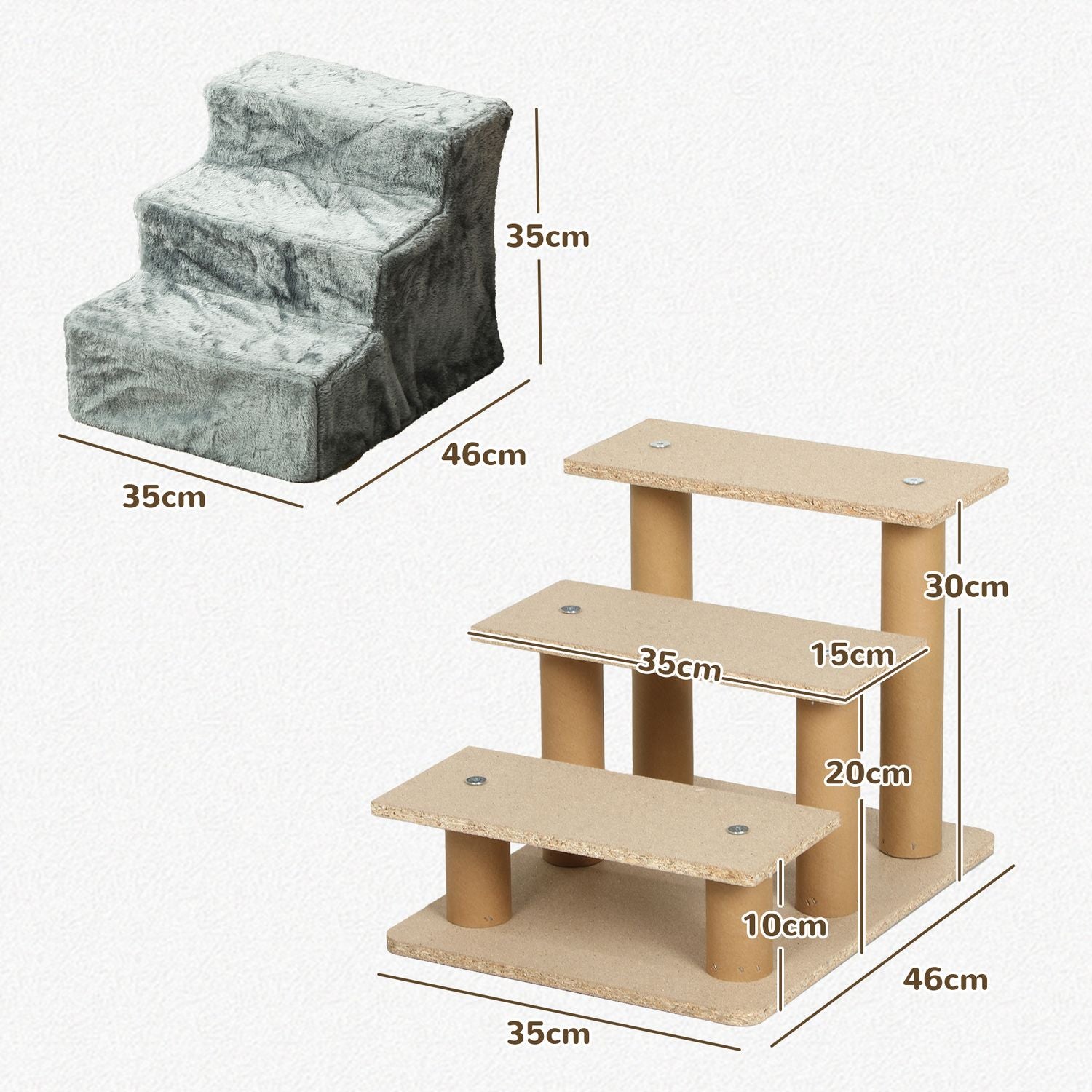 Pet Stairs 3-Step Plush Look, katter och små hundar, 5 kg