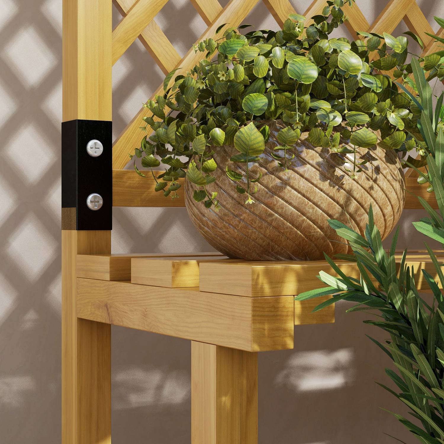 Plantställ i två plan, spaljédesign för trädgård, 60x50x166 cm