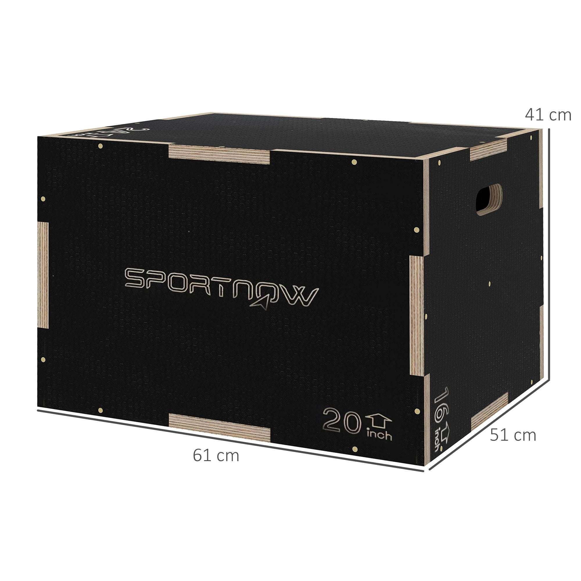 Plyobox, 3 höjder, 61x51x41 cm, svart, 120 kg kapacitet