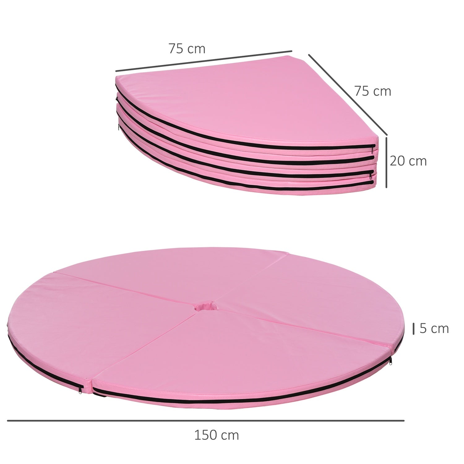 Pole Dance Matta, 5 cm tjock, 150 cm diameter, rosa