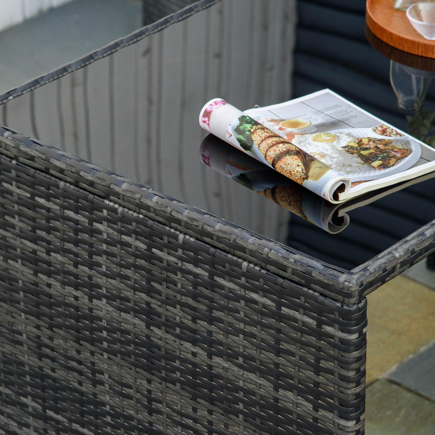 Polyrattan uteserveringsset för 4, Stålstomme, Grå