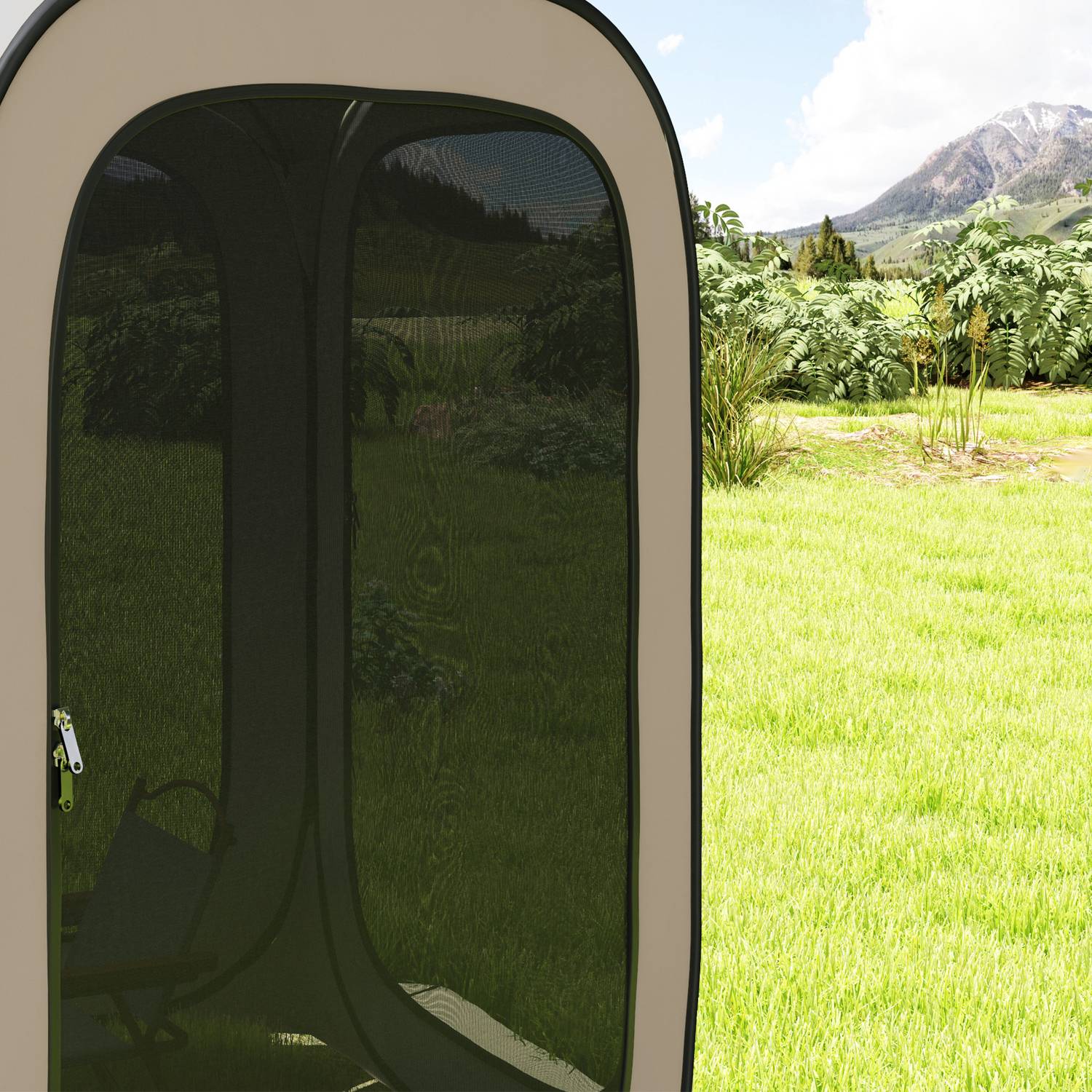 Pop-up campingtält, bärbart, UPF50+ skydd, nätsidor