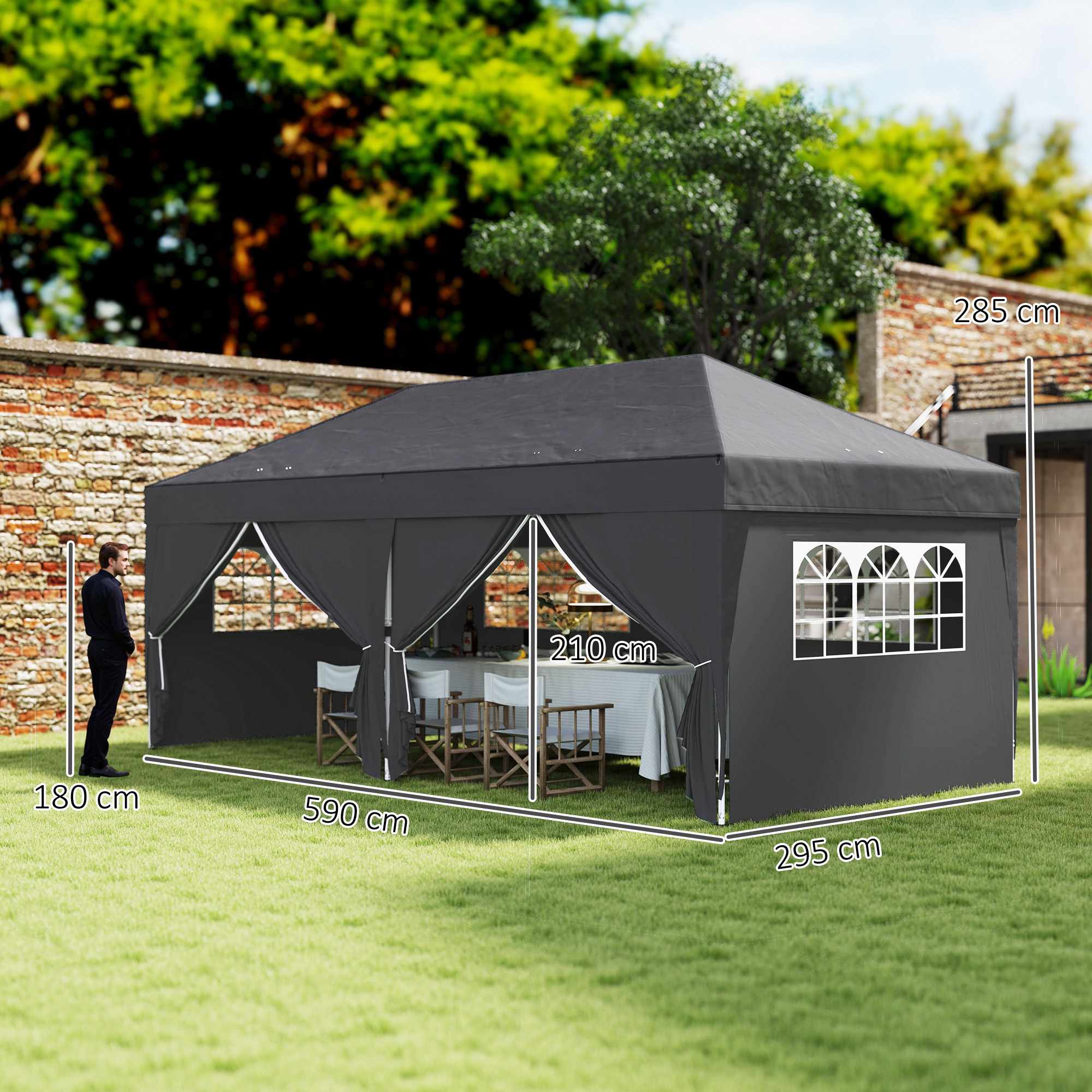 Pop-up-paviljong 6x3m med avtagbara väggar, UV-skydd