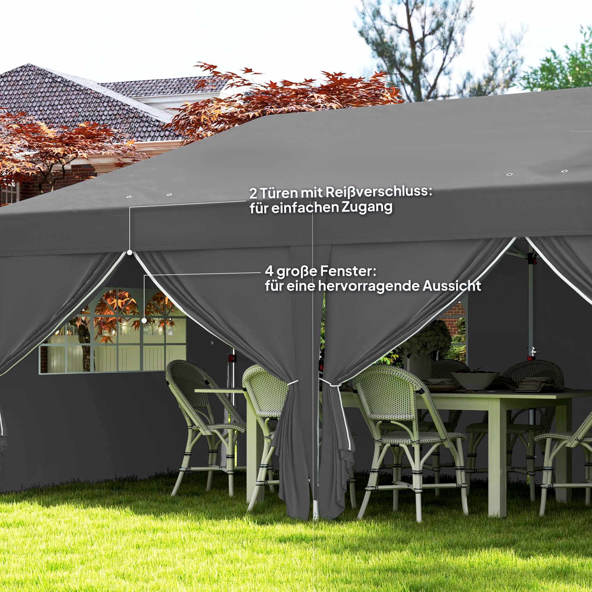 Pop-up-paviljong 6x3m med avtagbara väggar, UV-skydd