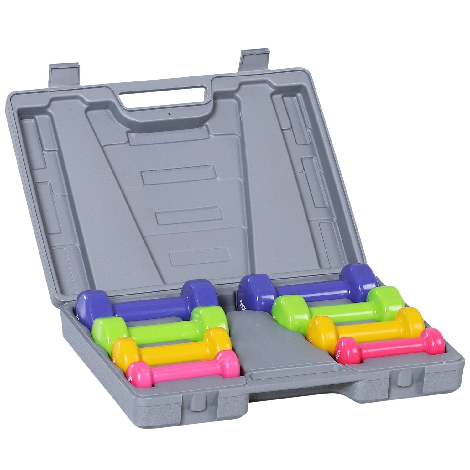 Portabelt hantelset med fodral, 4 par, 1-2 kg