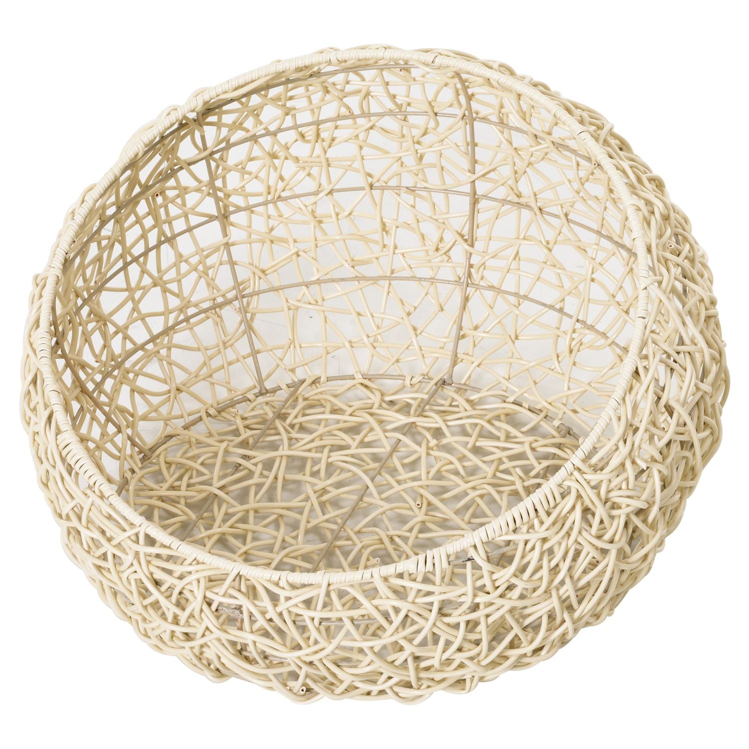 Rattan Cat Cave Bed – Mysig beige med kudde, 56x35Cm