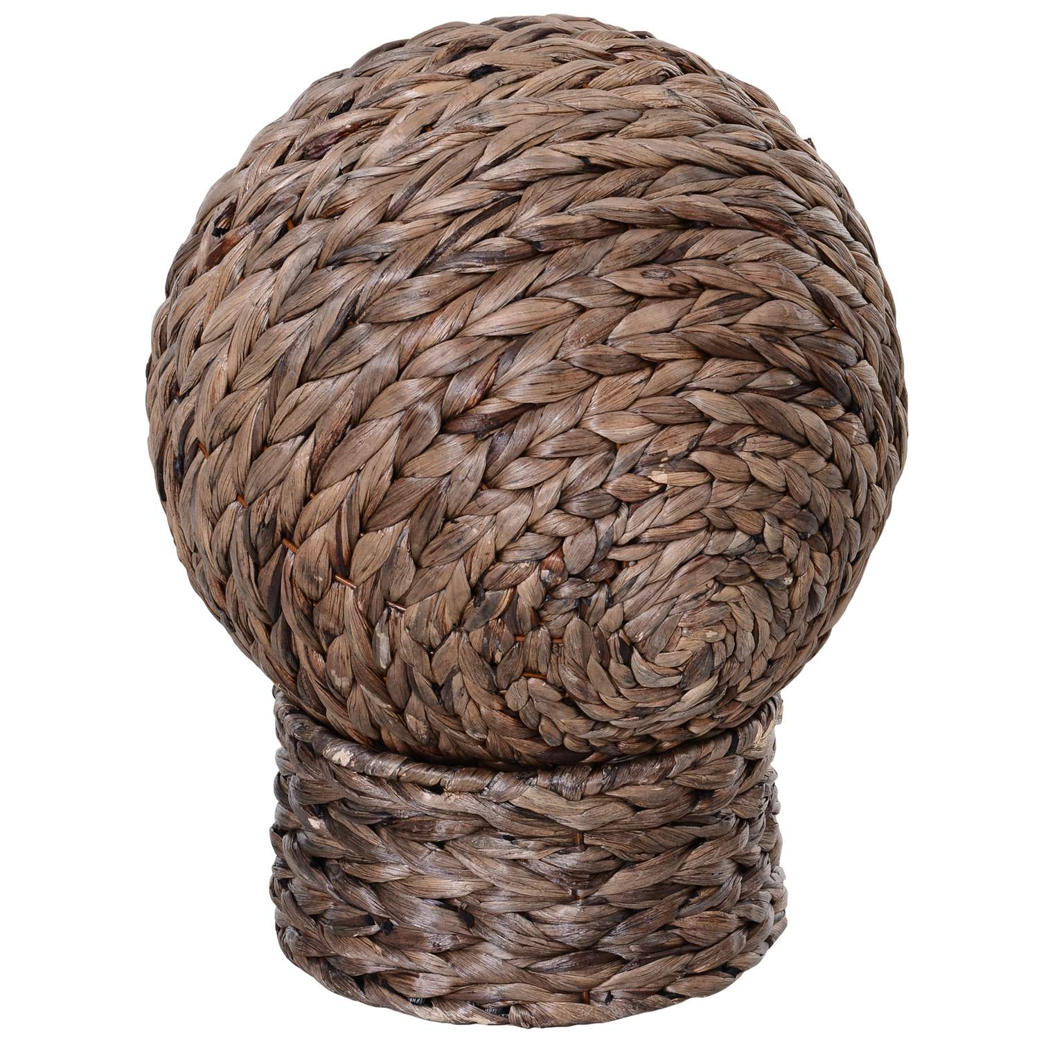 Rattan Cat Cave Bed, mörkbrun, vattenhyacint, med kudde