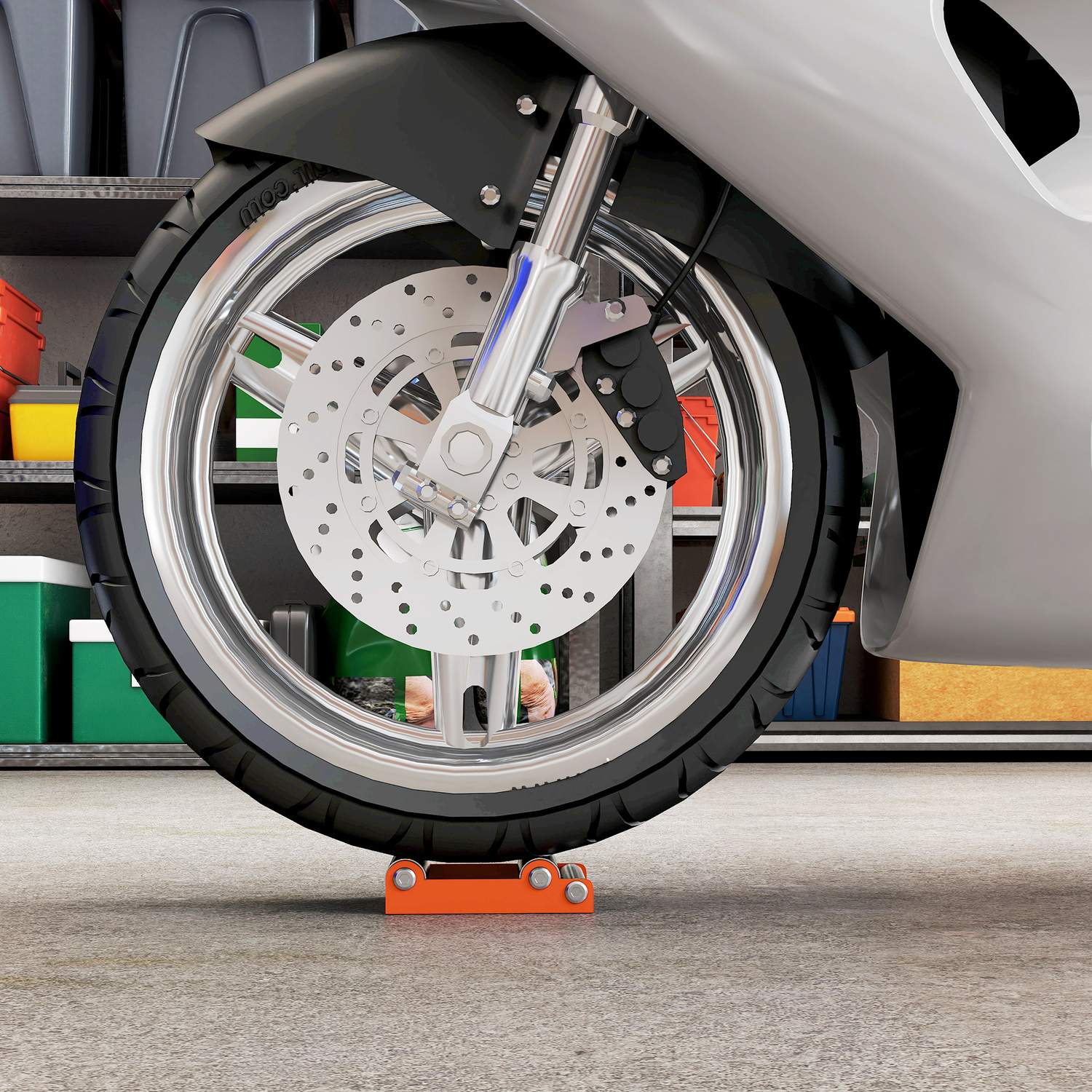 Rengöringsställ för motorcykelhjul, Passar däck <180 mm, 220 kg Kapacitet