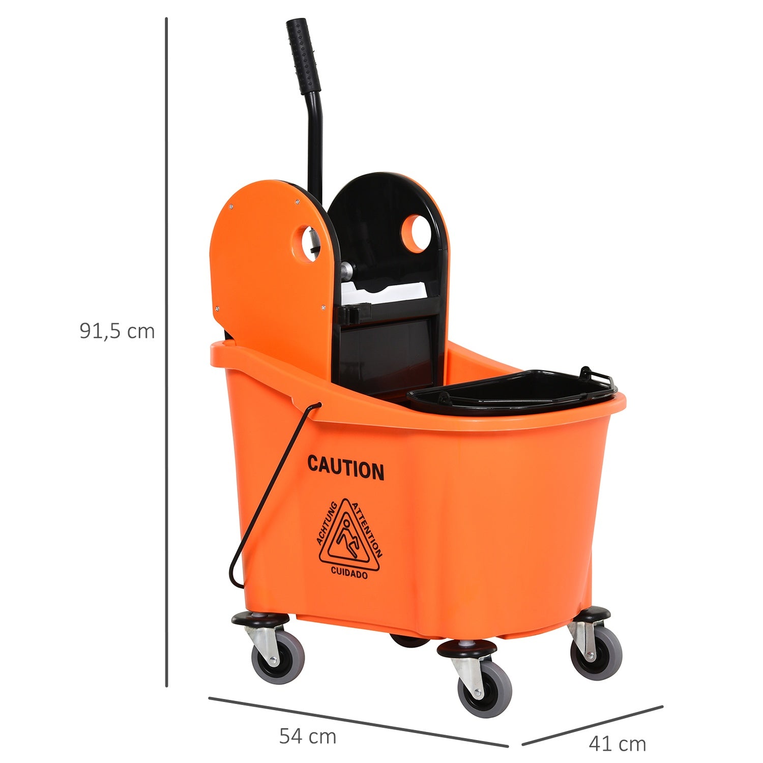 Rengöringsvagn med vridsystem, 36L - Svart/Orange