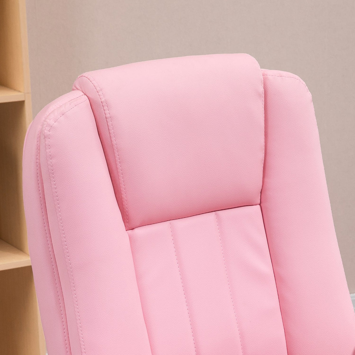 Rosa Bürostuhl aus Kunstleder – neigbar, verstellbare Höhe