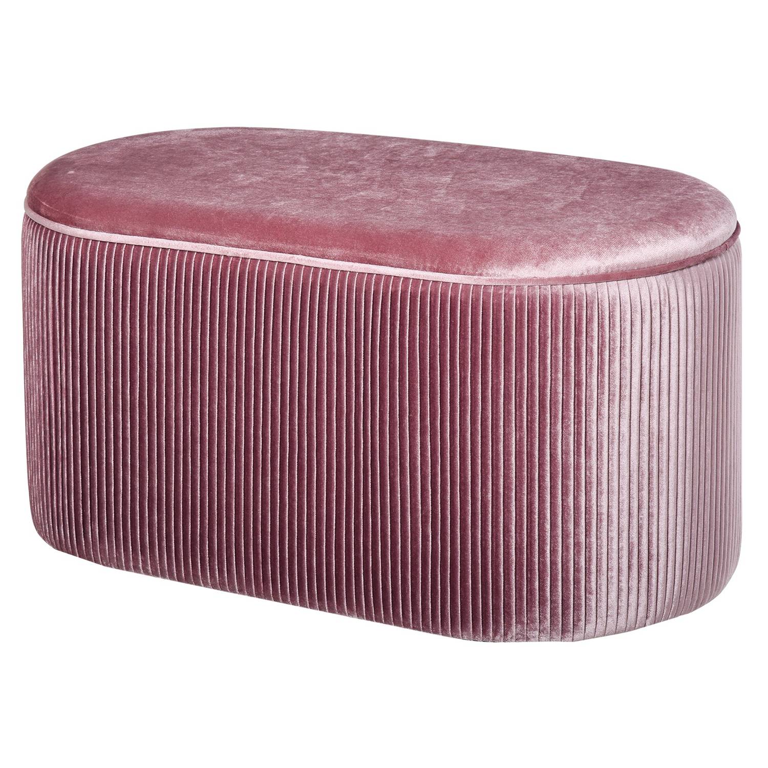 Rosa sammetstoppad förvaringsbänk – fransk stil, 81x40x41cm