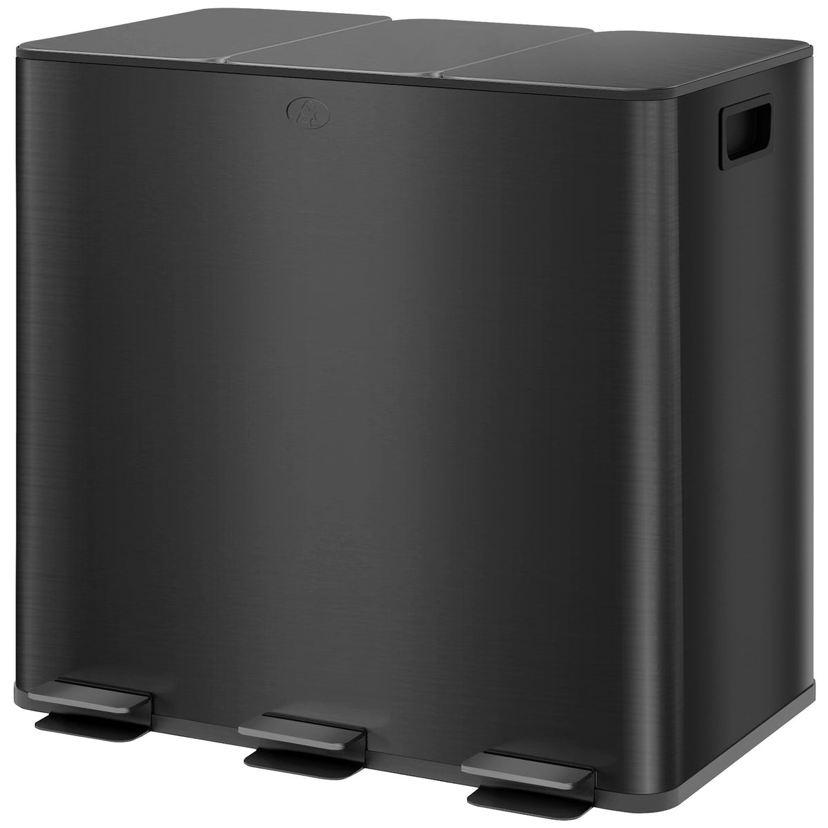 Poubelle à triple pédale en acier inoxydable, 3x15L, avec seaux intérieurs