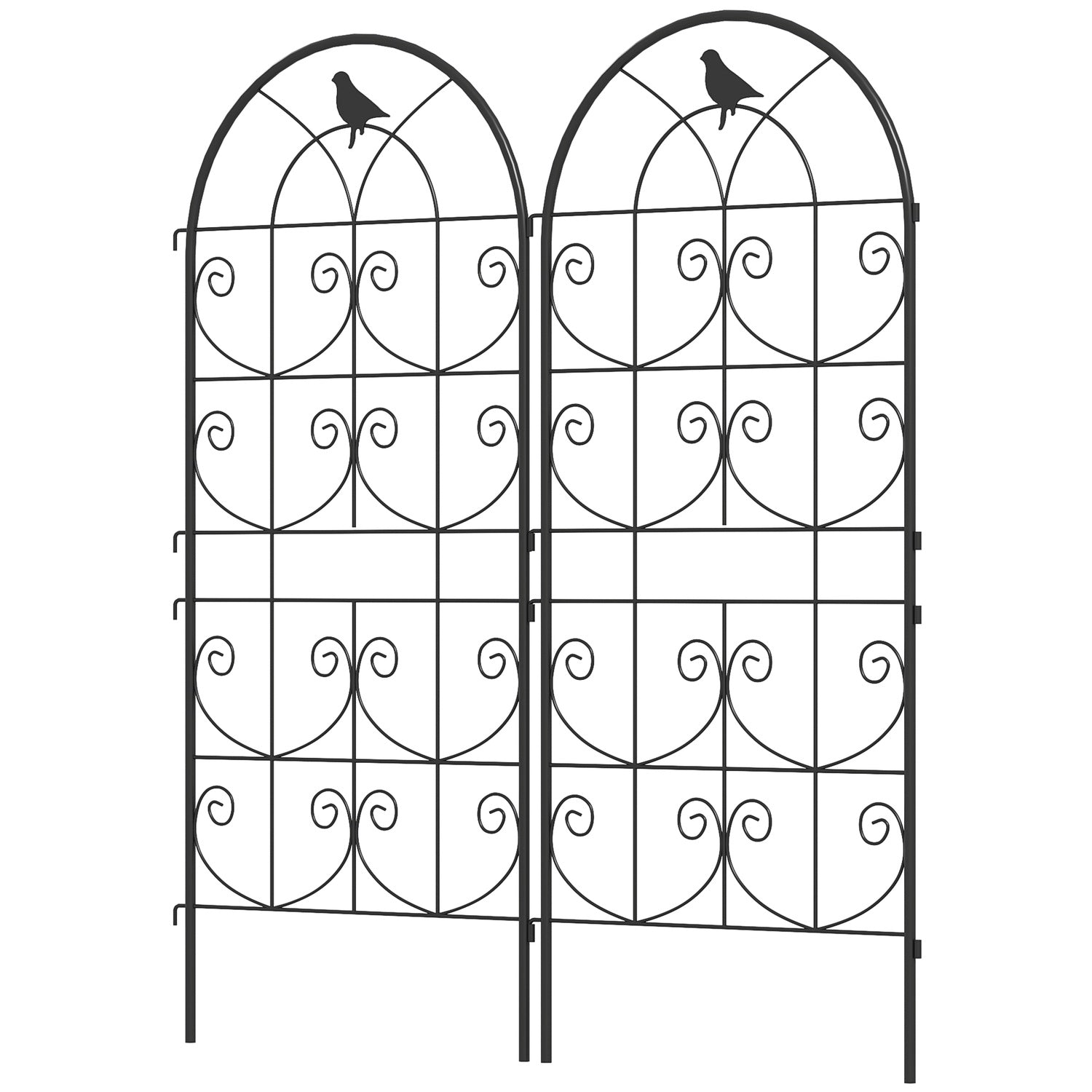 Rostskyddad metall fågeldesign spaljéset, 50x120 cm, 2-pack