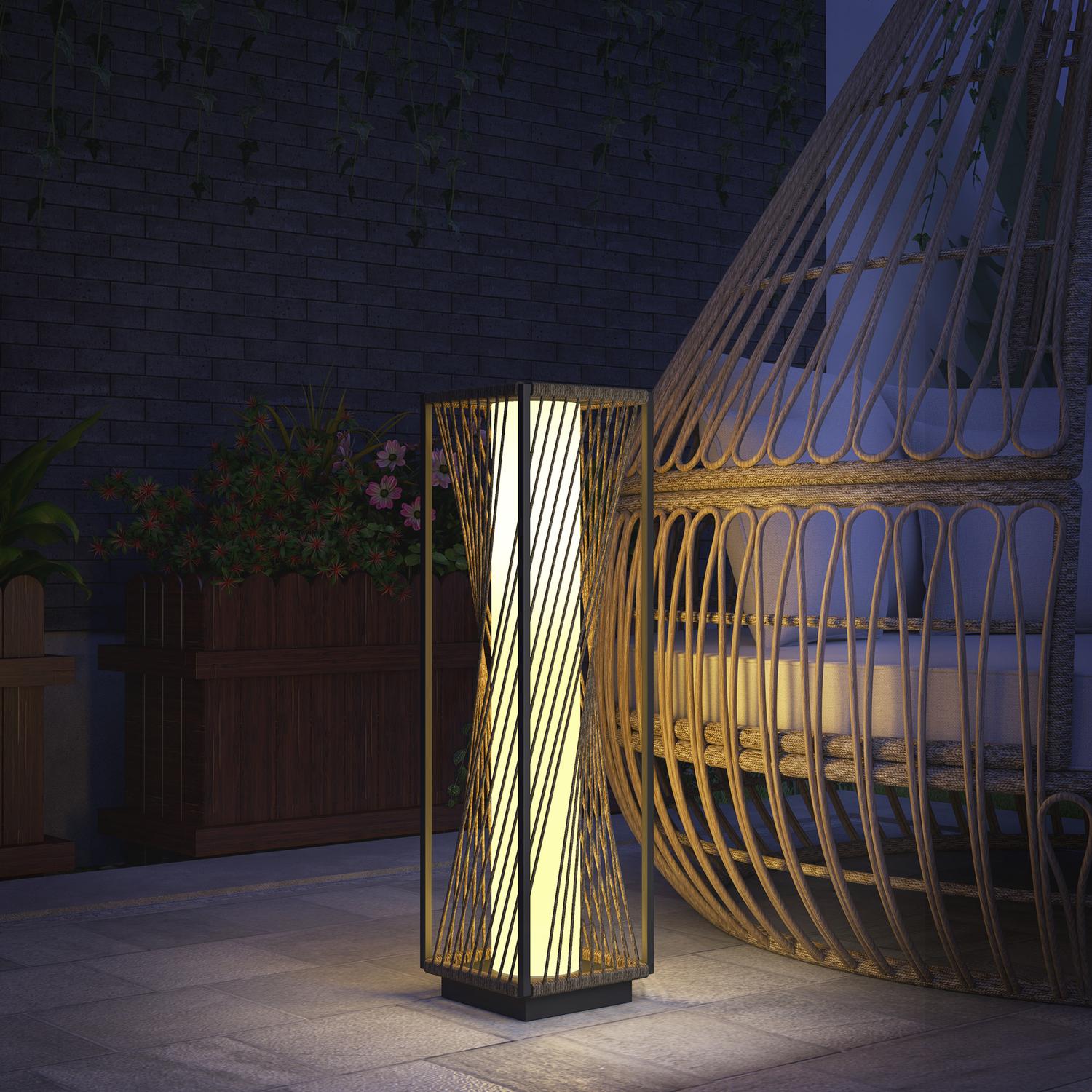 Rotting Solar Golvlampa, Boho Style med ljussensor, vattentät