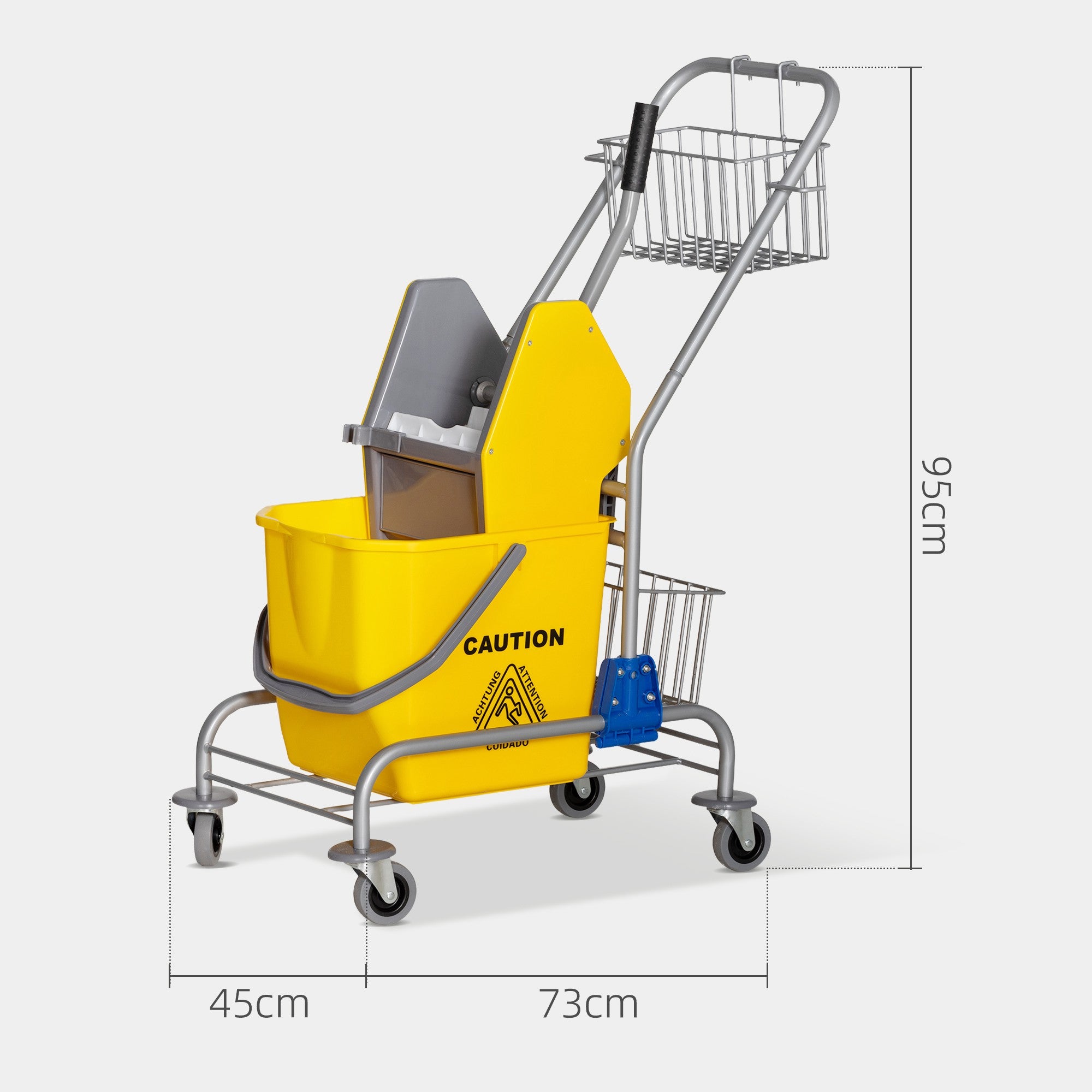 Rullande rengöringshink, 26L, plast, metallhandtag