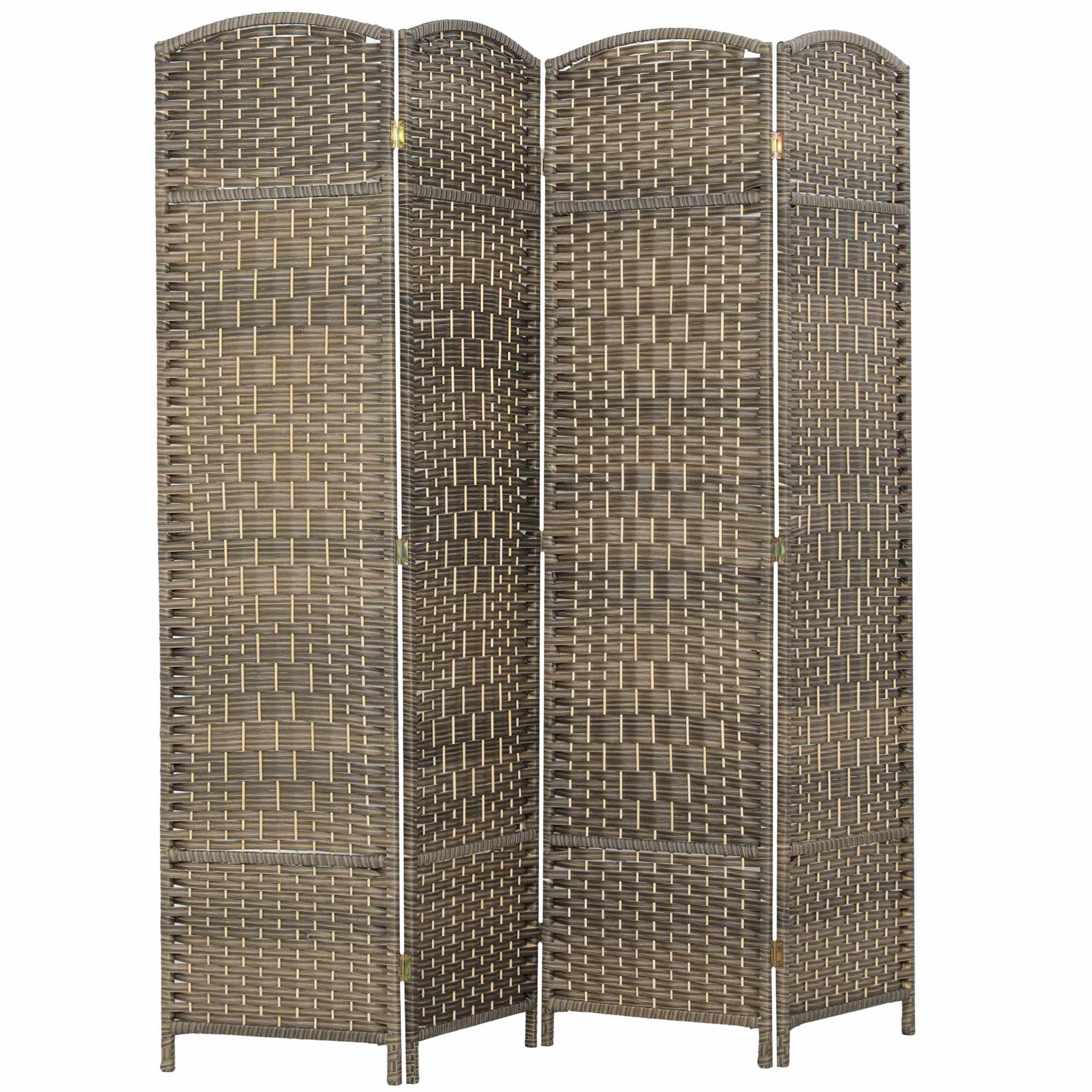 Rumsavdelare, 4-panels vikskärm, furu, svart