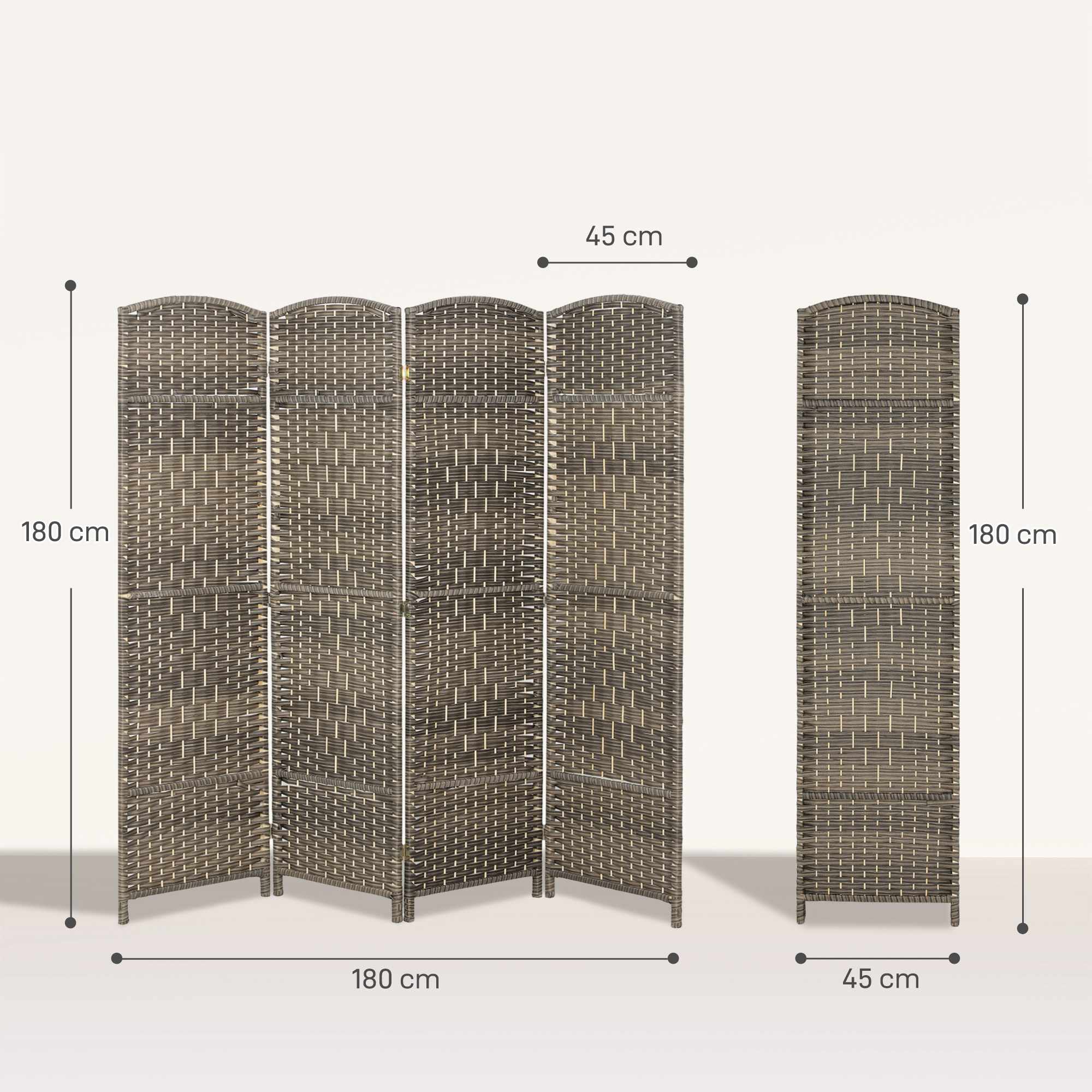Rumsavdelare, 4-panels vikskärm, furu, svart
