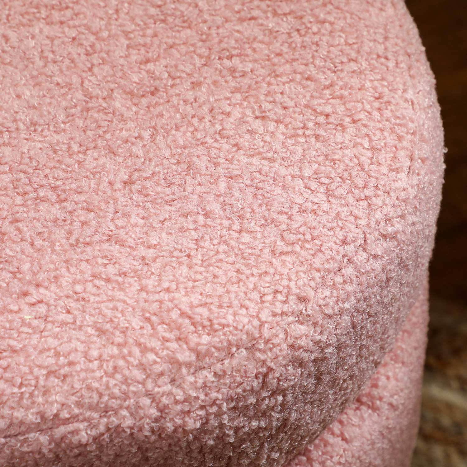 Rund ottomansk, Teddy Fleece, Rosa, 120 kg Kapacitet, 40x45 cm