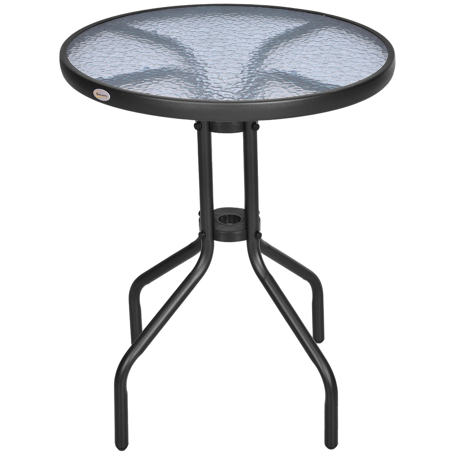 Runt Trädgårdsbord i Metall & Glas – Ø60 X H70 cm
