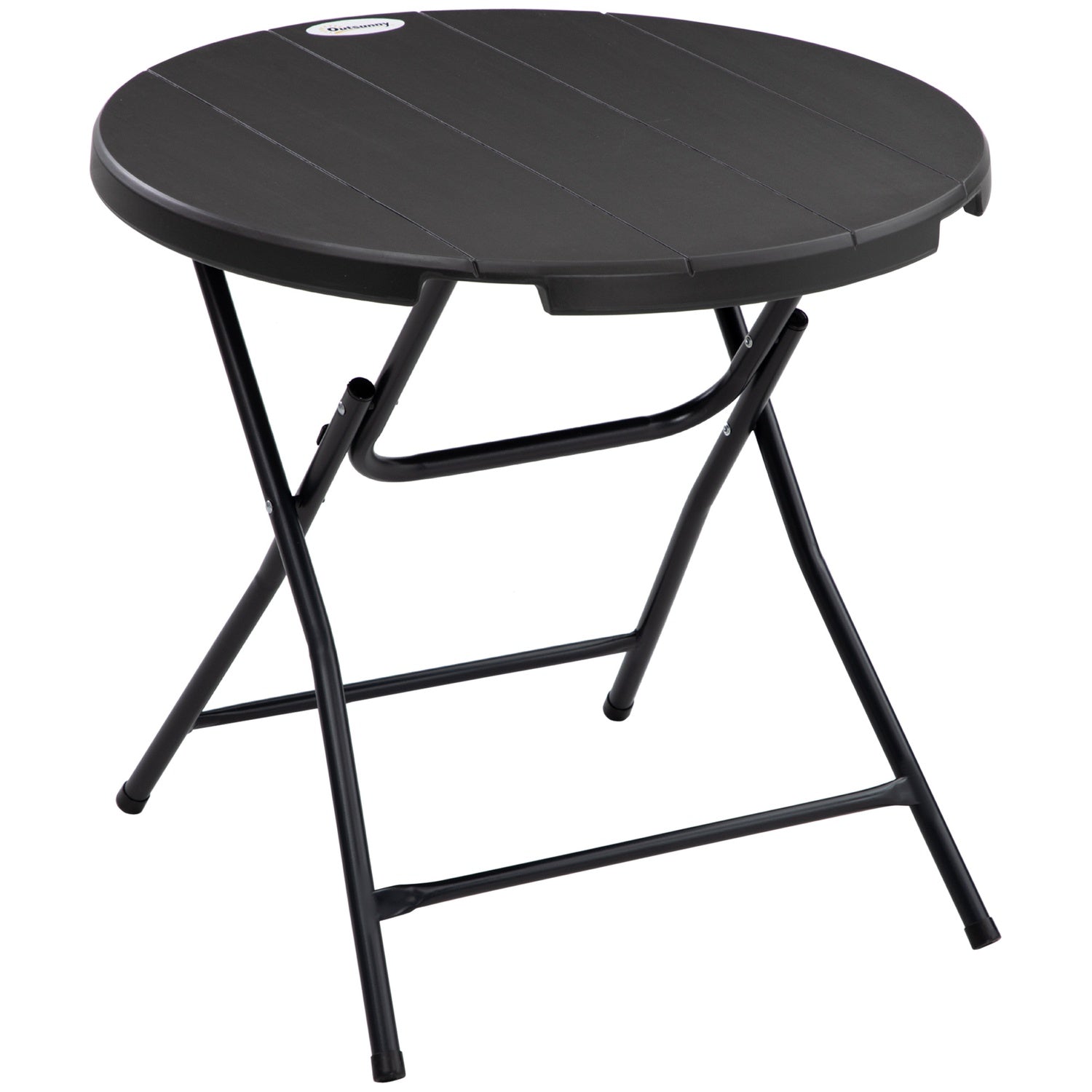 Runt hopfällbart trädgårdsmatbord, 80 Cm, mörkgrå