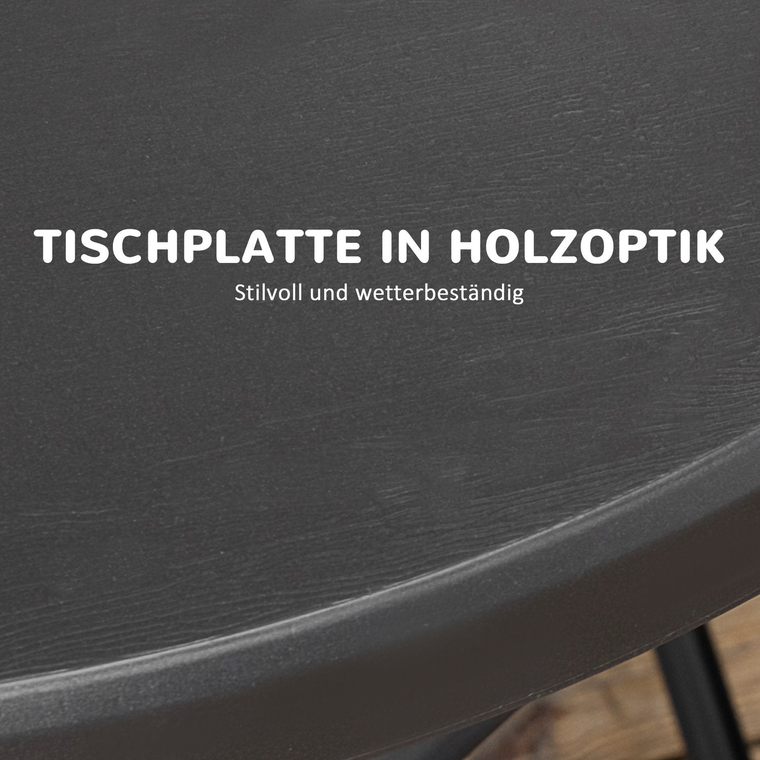 Runt hopfällbart trädgårdsmatbord, 80 Cm, mörkgrå
