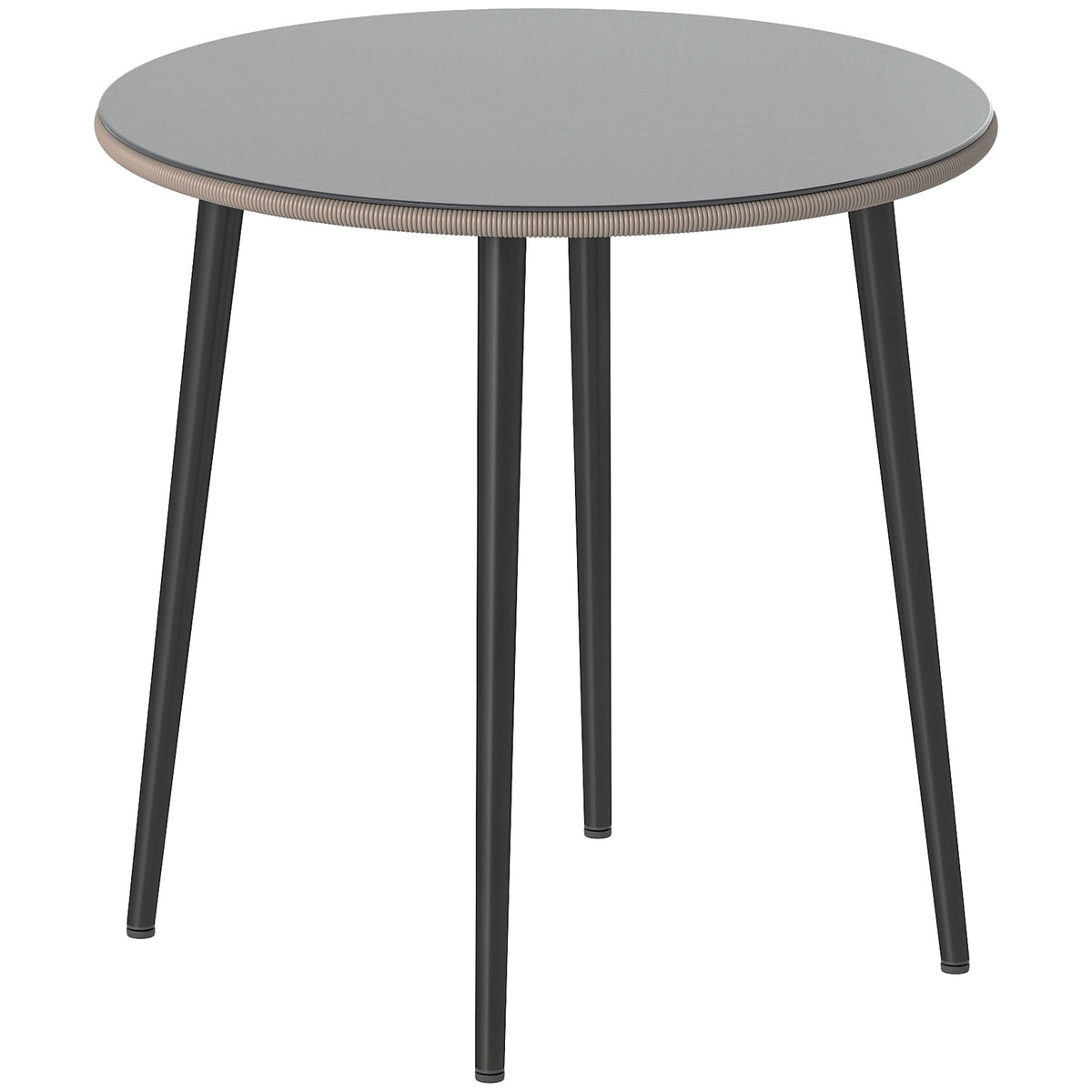 Runt matbord för utomhusbruk, 80 cm, glas och rotting