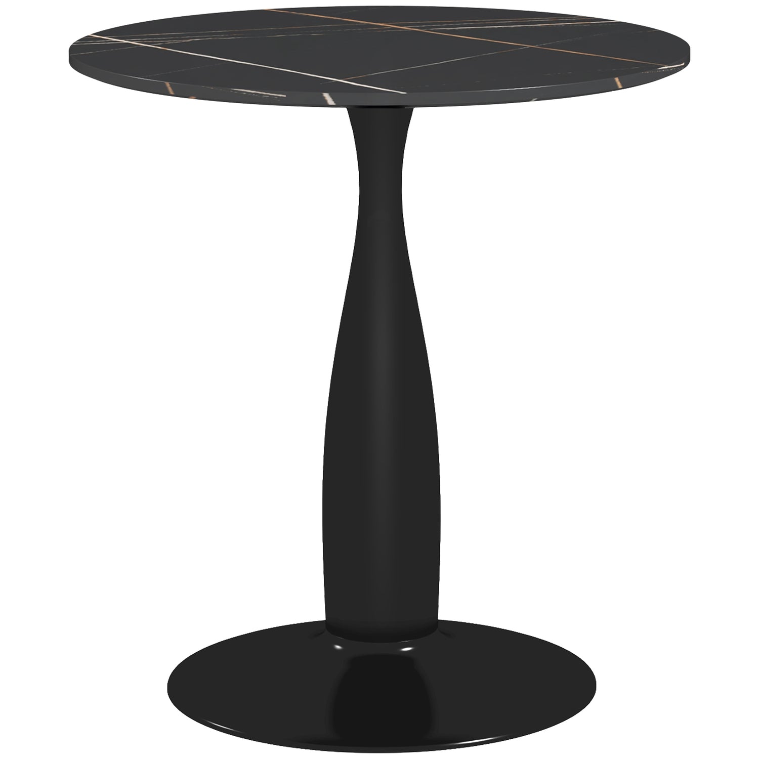 Runt matbord, modern stil – svart, stålram