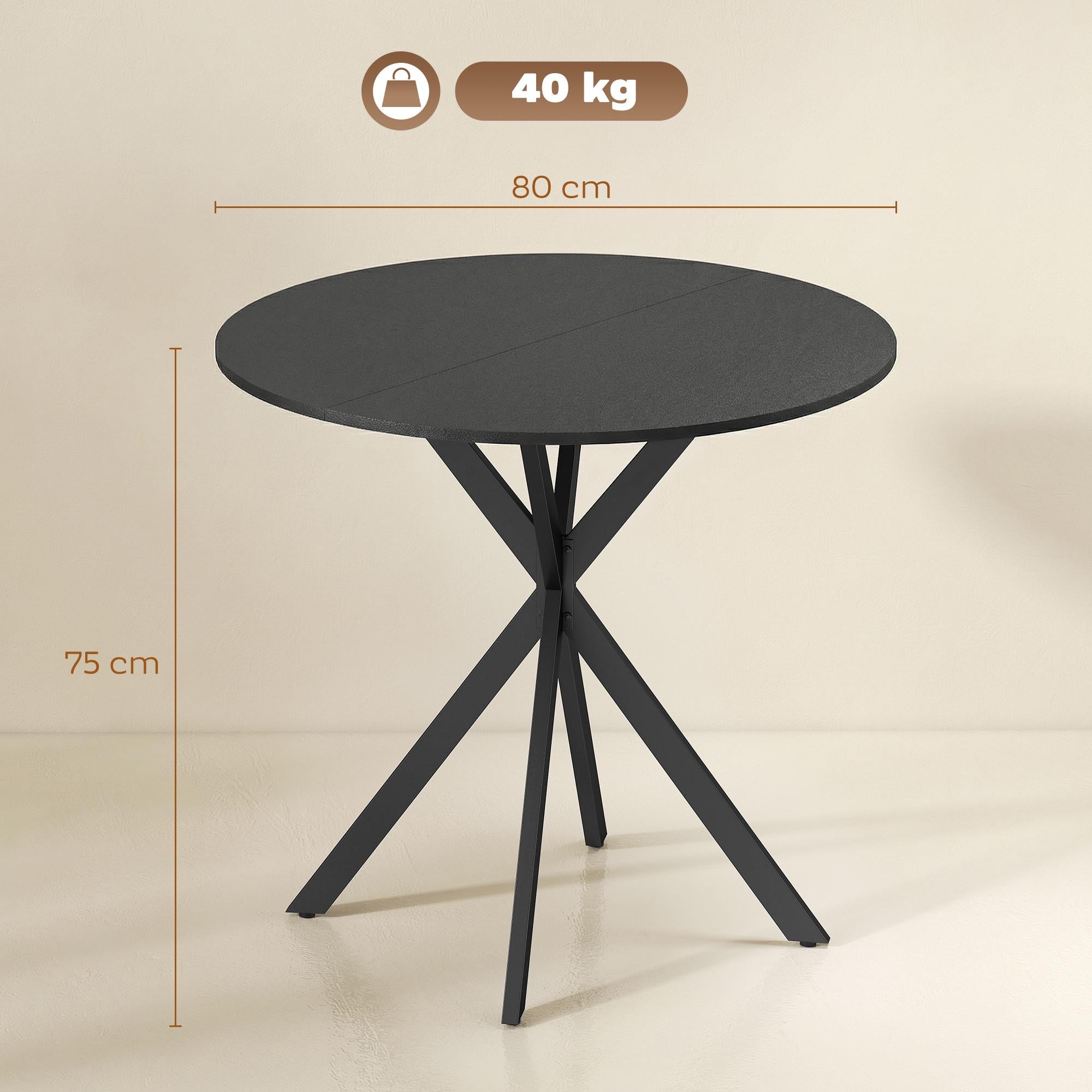 Runt matbord, träliknande, 80 cm, justerbara fötter