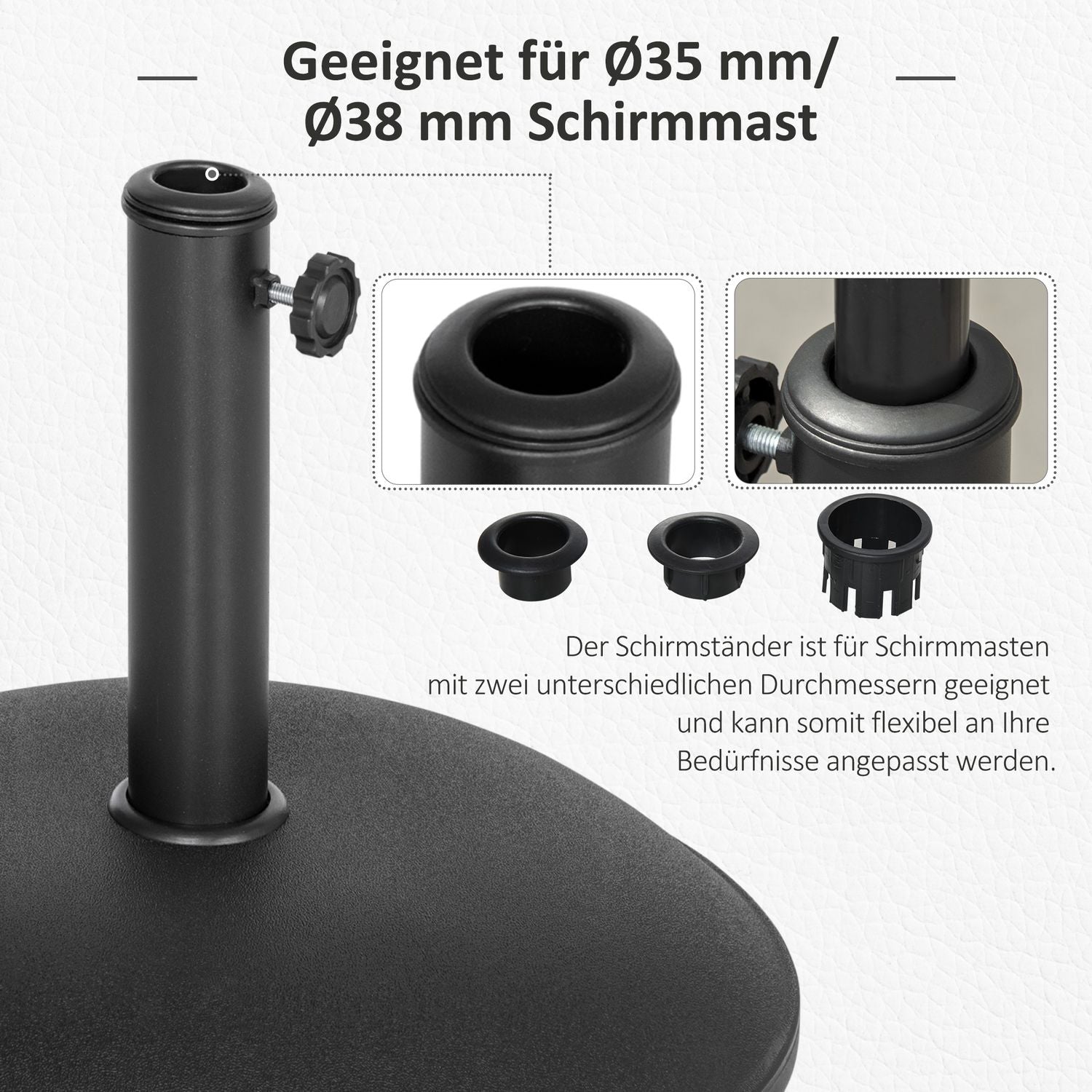 Runt paraplyställ i stål 20 Kg – Parasollbas