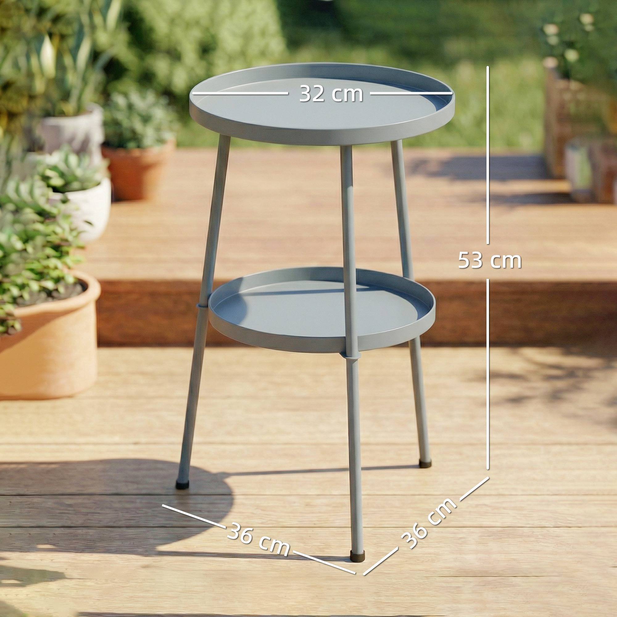 Runt sidobord i metall för utomhusbruk, 36 cm, mörkgrå