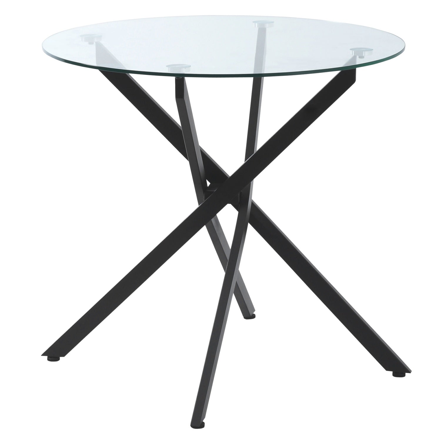 Runt soffbord i glas – svart, metallstomme, 80 cm