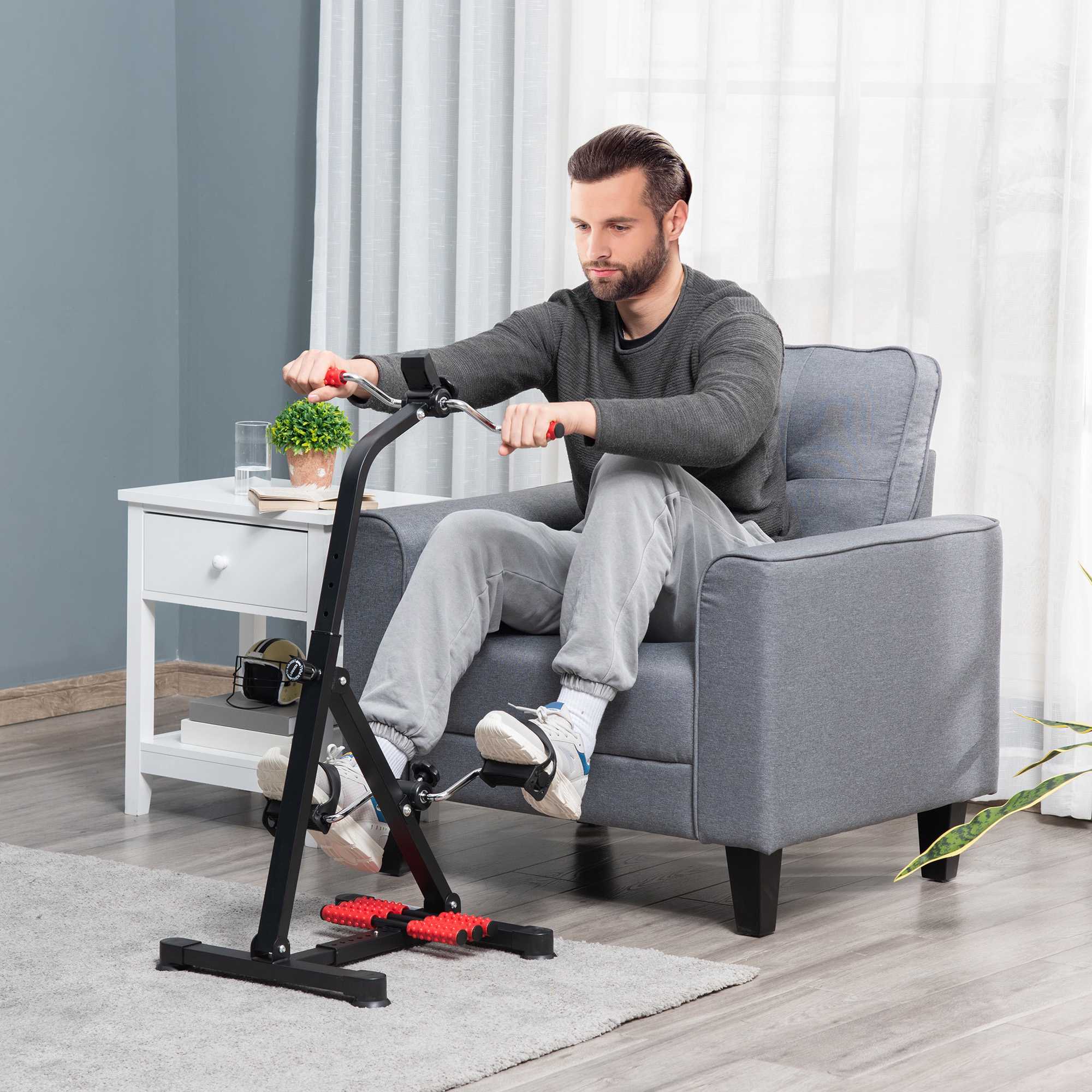 Seniormotionscykel med LCD-skärm och massagerullar