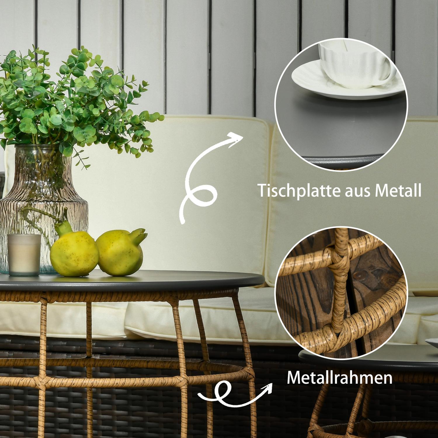 Set med 2 handvävda sidobord, Ø46+Ø60 cm, sandfinish