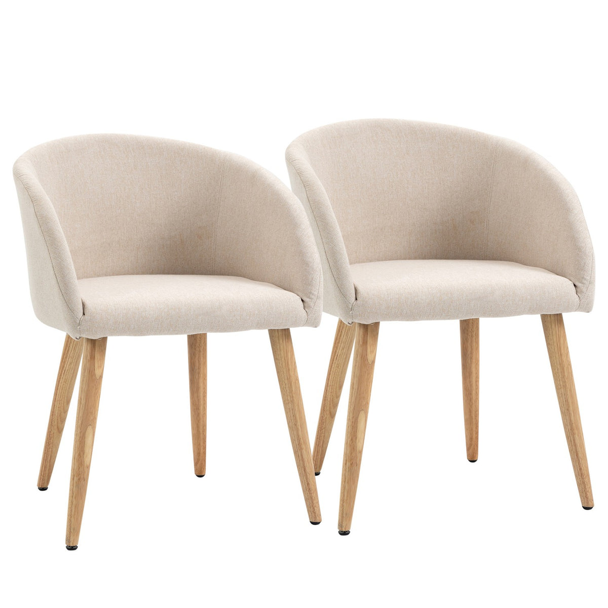 Set med 2 matstolar, linnetyg, metallram