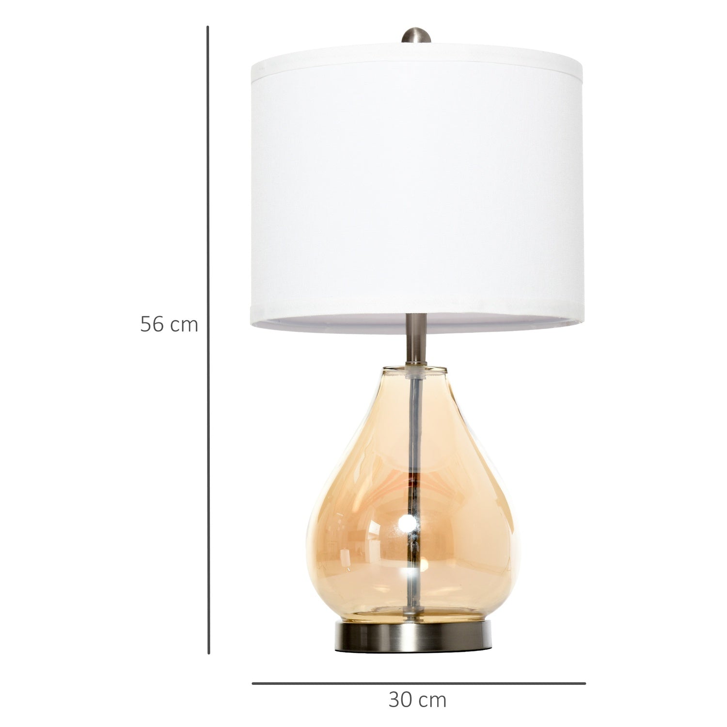 Set med 2 sängbordslampor - glas, linne, E27-sockel