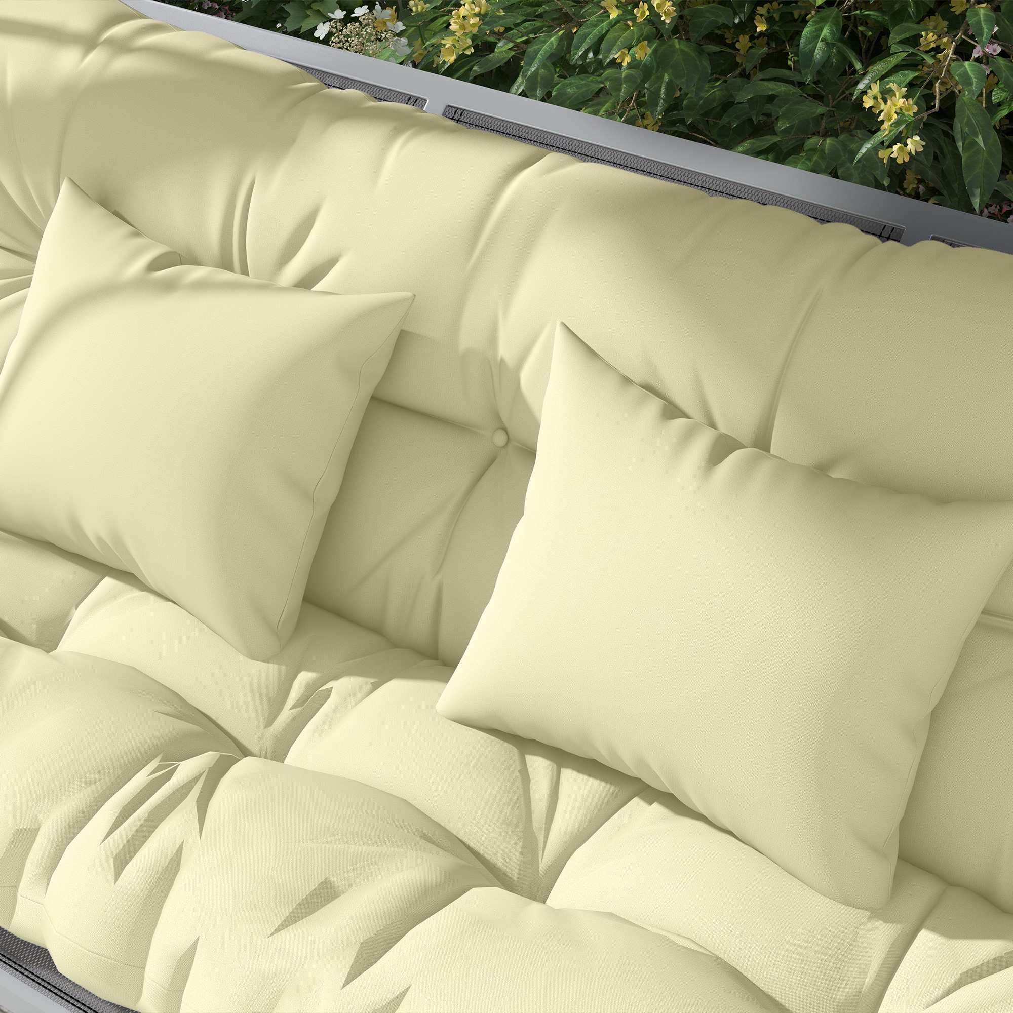 Set med dynor för utomhusstolar, vattenavvisande, 150x50 cm, krämfärgad